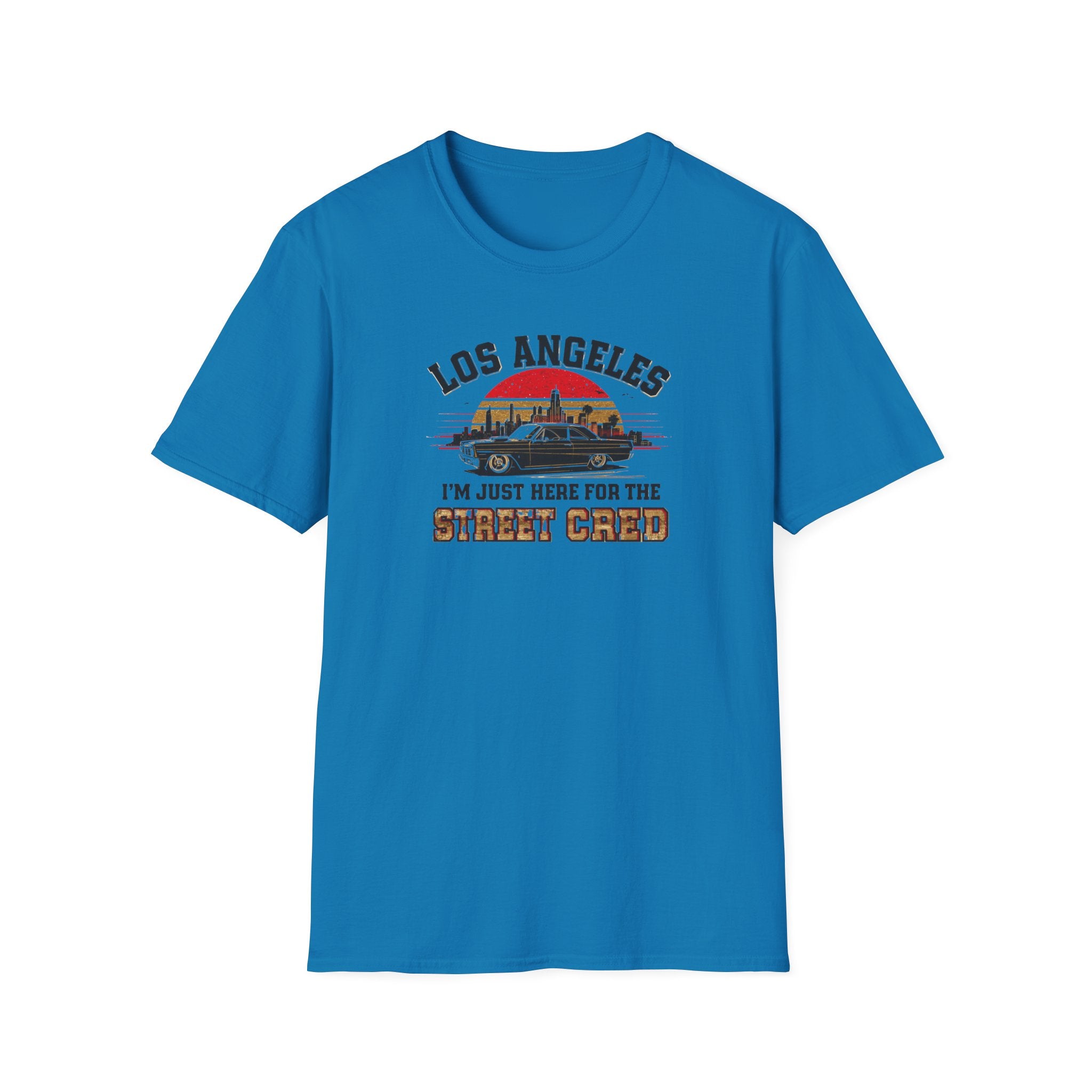Los Angeles Vintage Sunset T-Shirt — "I’m Just Here for the Street Cred" Car Graphic
