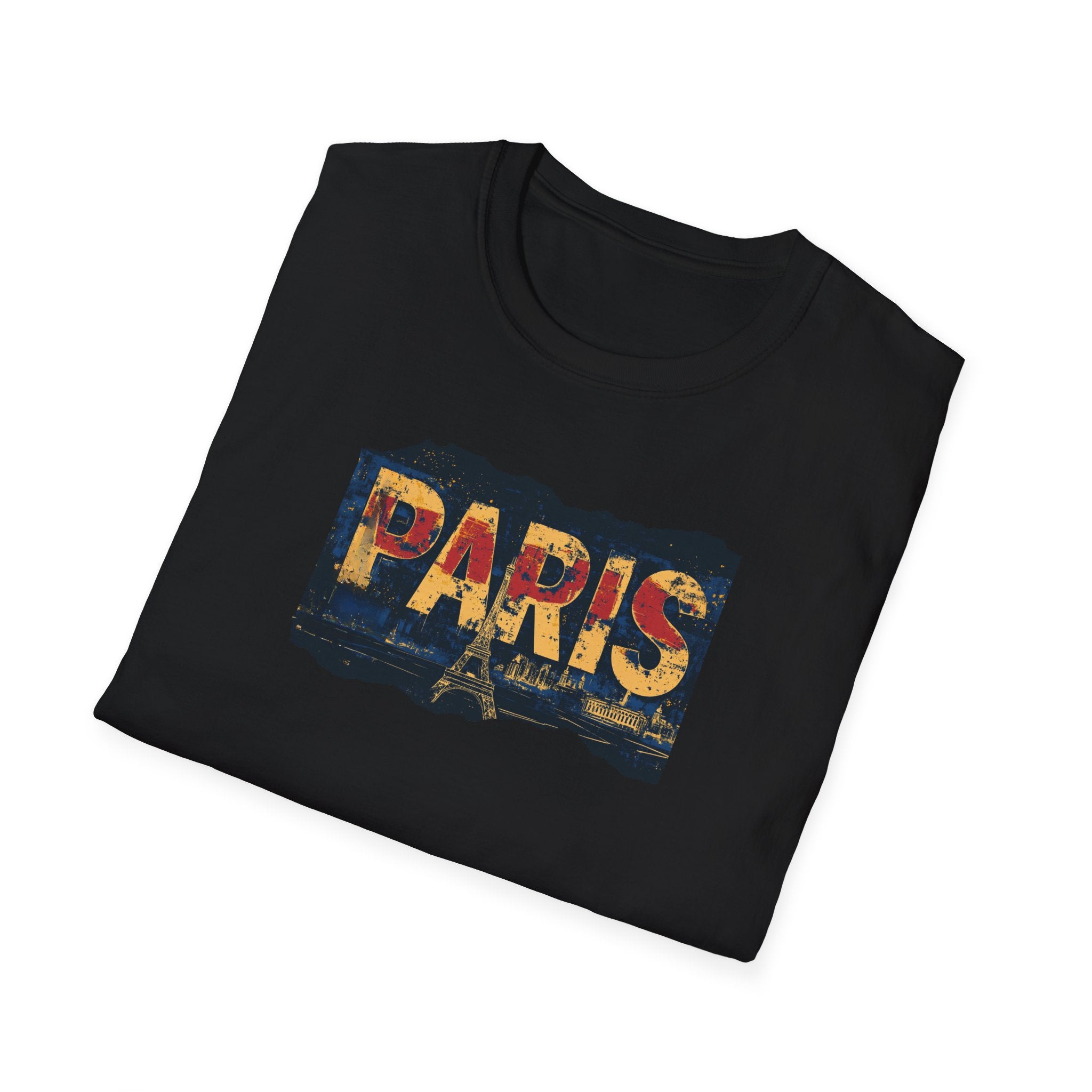 Paris Skyline Graphic T-Shirt | Vintage Textured Paris Design