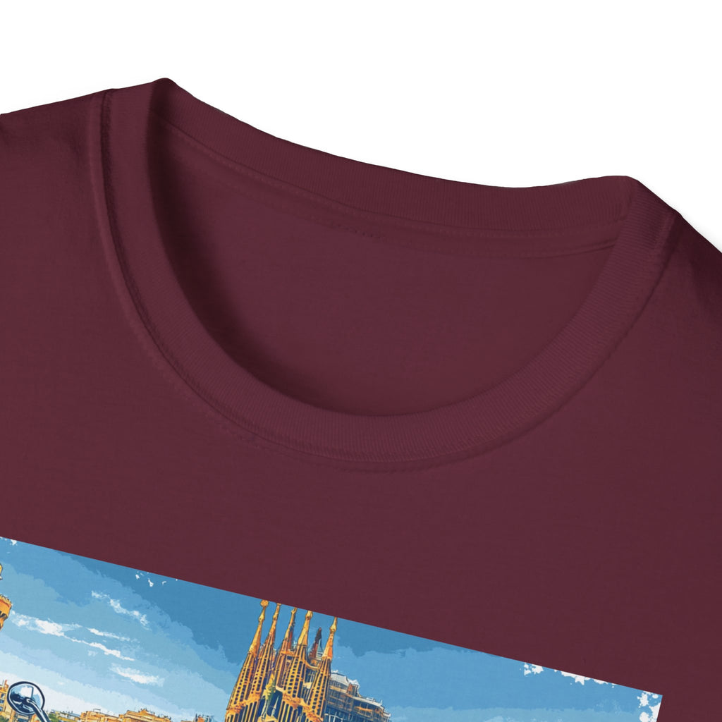 Barcelona Vintage Scooter T-Shirt | City Skyline Travel Souvenir