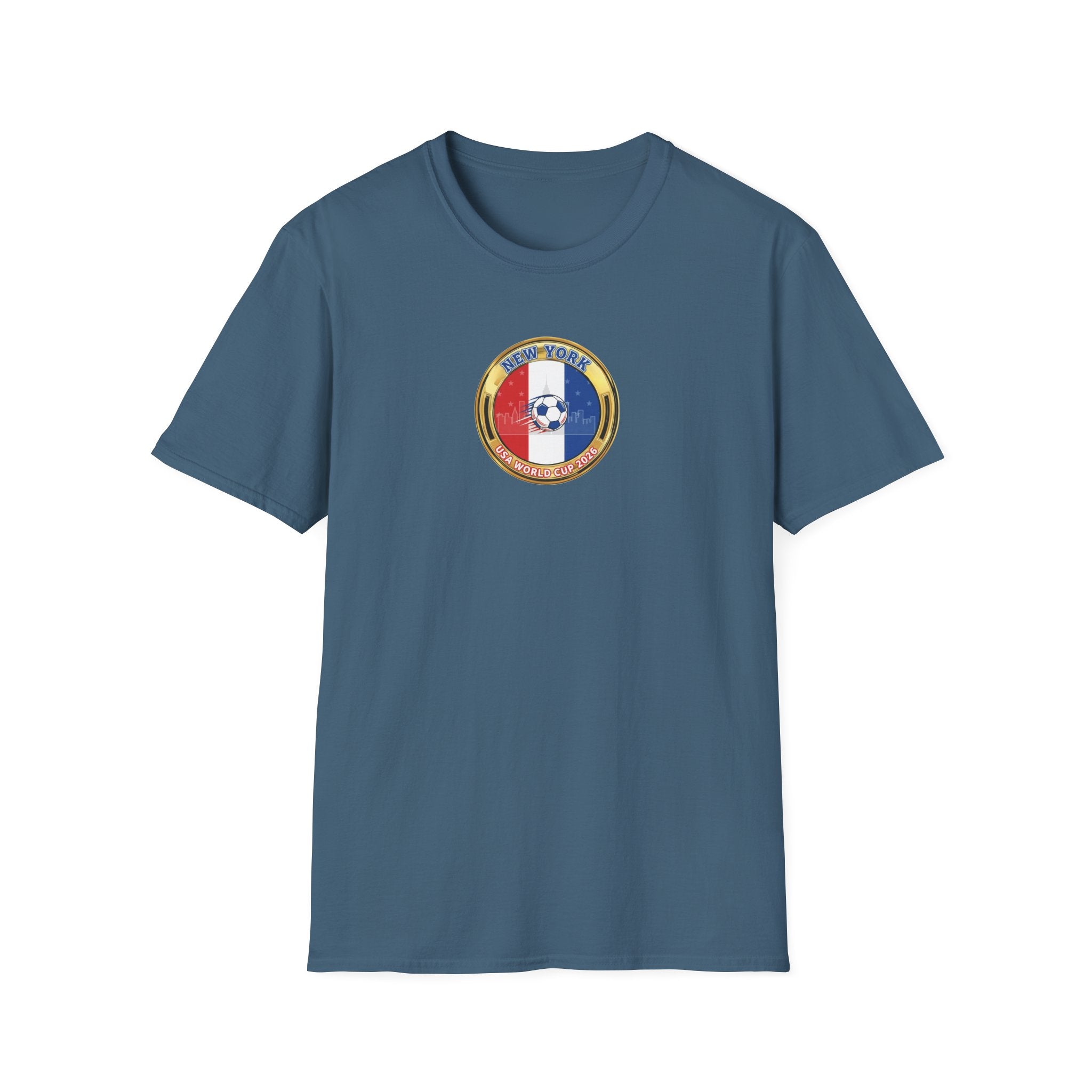 New York Host City World Cup 2026 Soccer Crest T-Shirt — Flag Emblem Football Tee