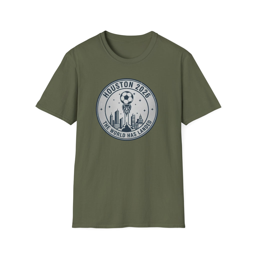 Houston 2026 Soccer Tee — "The World Has Landed" City Crest
