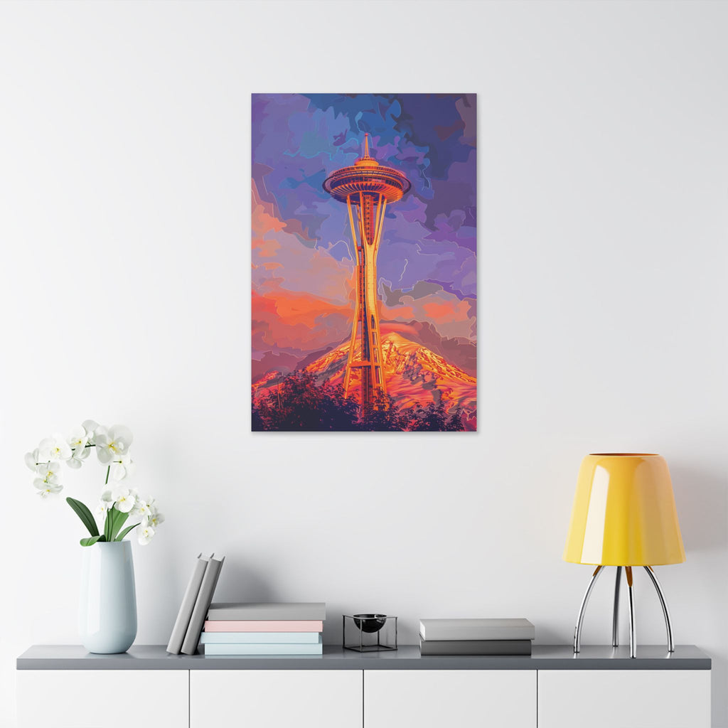 Space Needle Sunset Canvas — Seattle Skyline Art Print