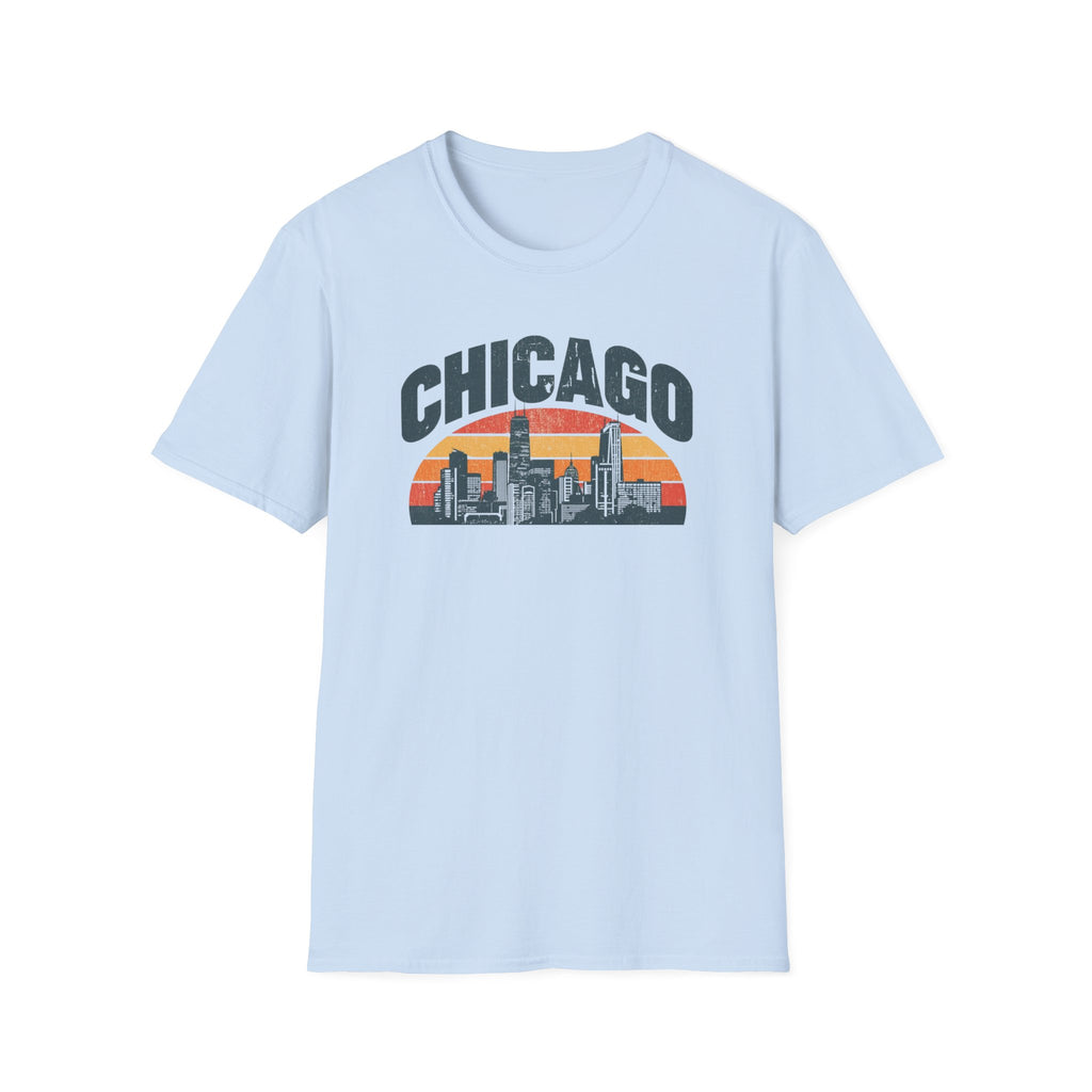 Chicago Skyline T-Shirt — Retro Sunset Cityscape Tee