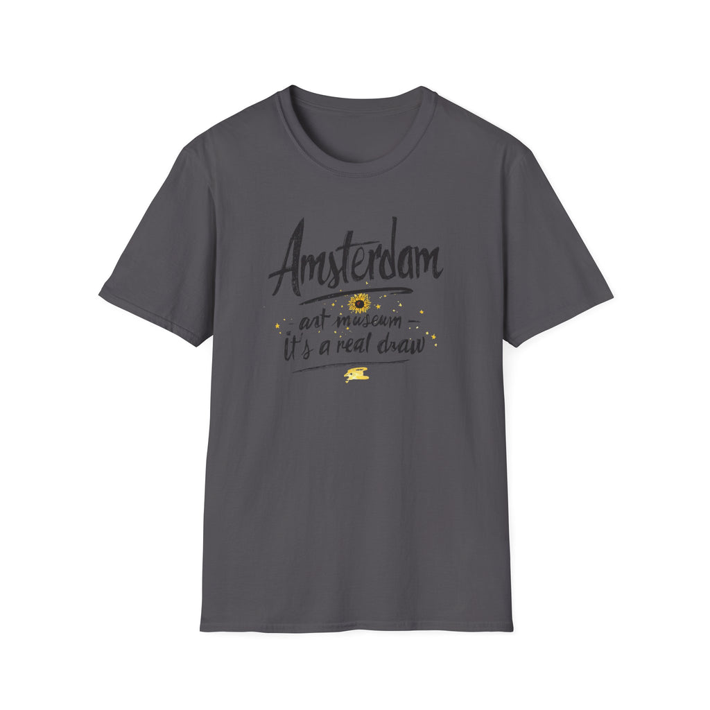 Amsterdam Art Museum T-Shirt — "Amsterdam" Script Graphic with "art museum — it’s a real draw"