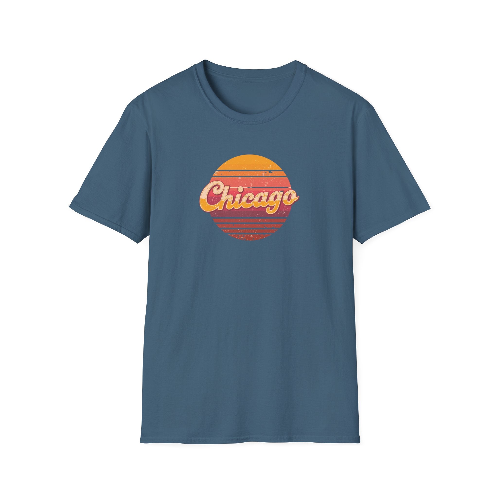 Chicago Retro Sunset T-Shirt | Vintage City Script Shirt