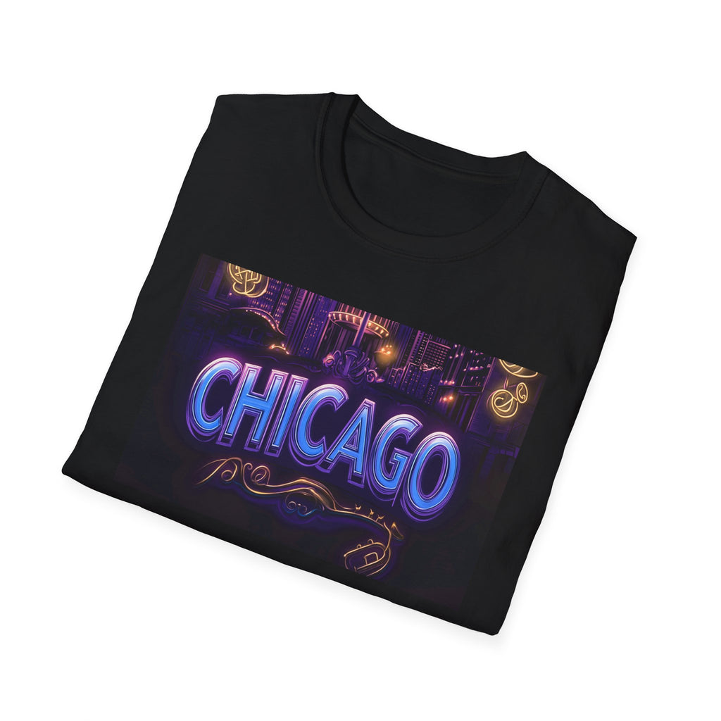 Chicago Neon Sign T-Shirt | Vintage Neon City Design