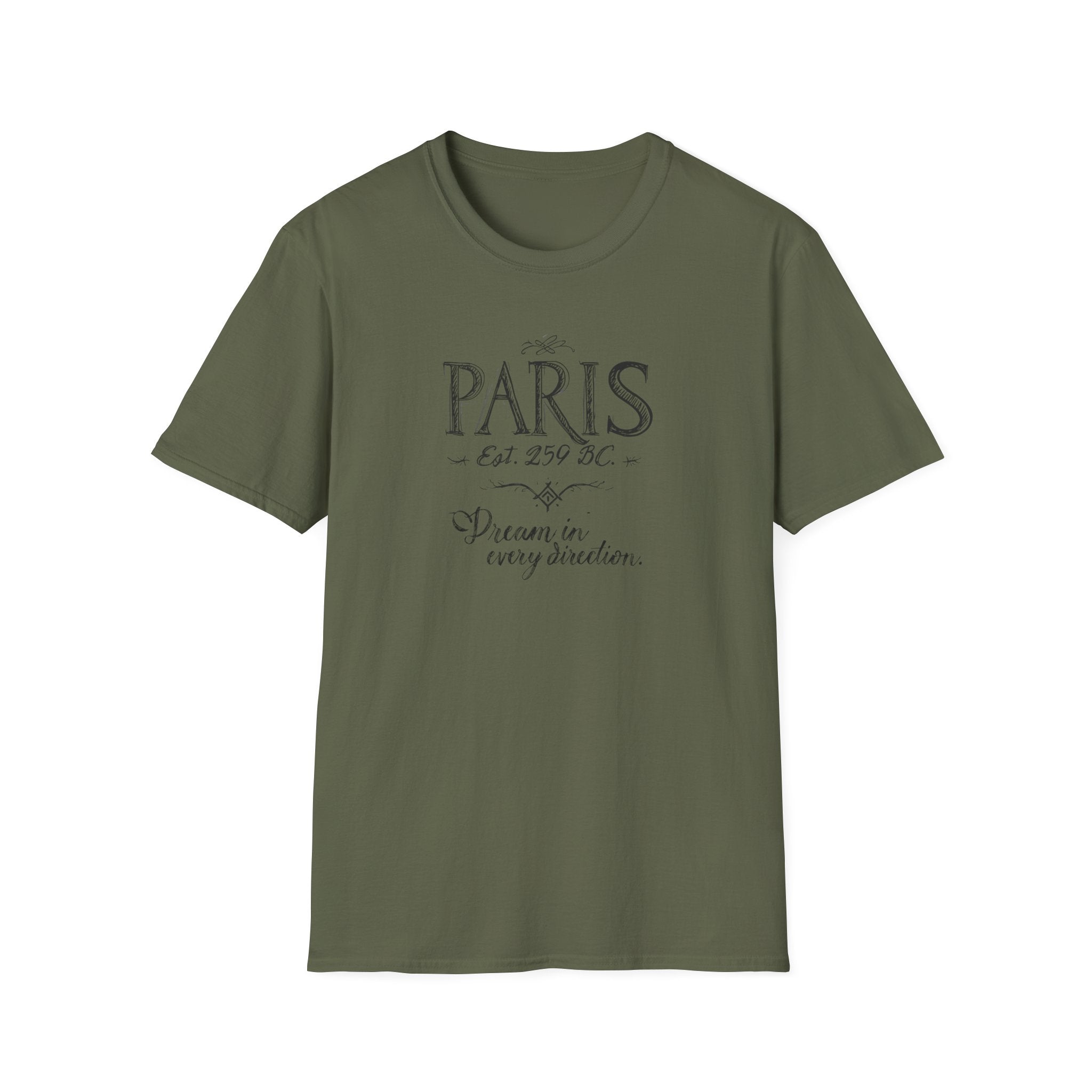 Paris Vintage Script T‑Shirt — "Dream in Every Direction"