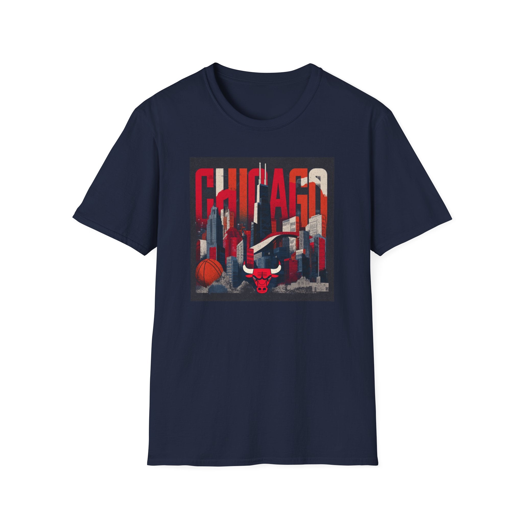 Chicago Bulls Cityscape T-Shirt | Basketball skyline, team logo