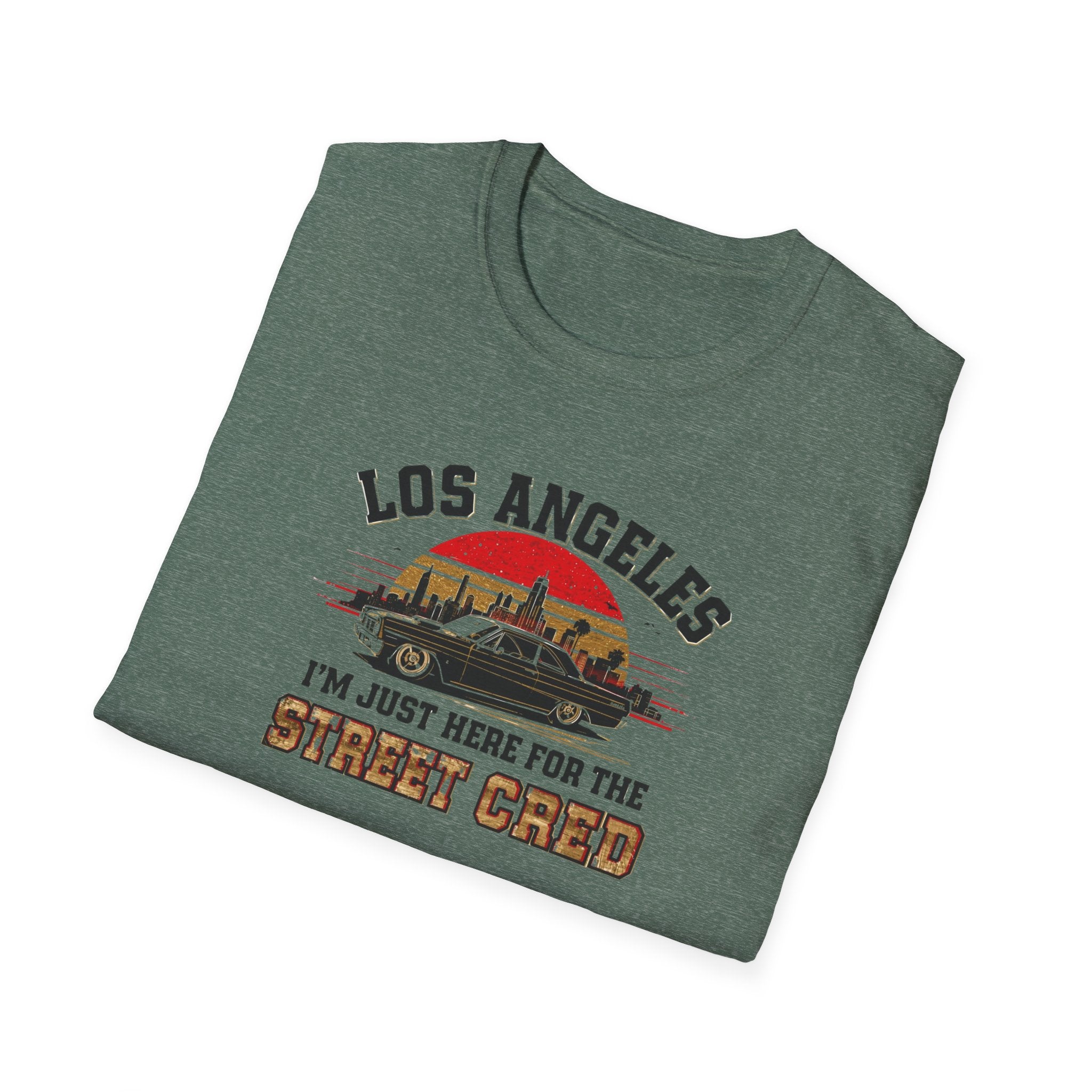 Los Angeles Vintage Sunset T-Shirt — "I’m Just Here for the Street Cred" Car Graphic