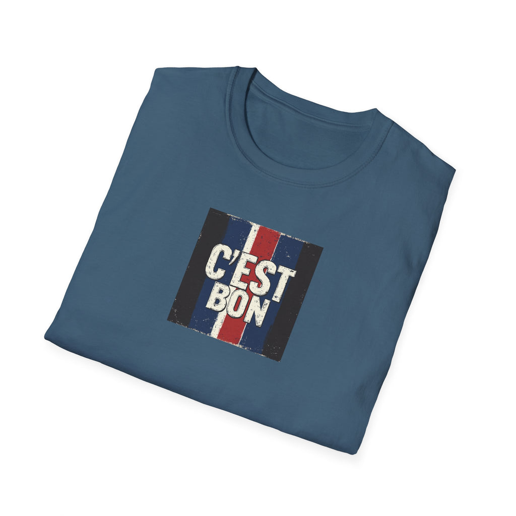 C'est Bon French Flag Stripe T-Shirt | Retro French Phrase Tee