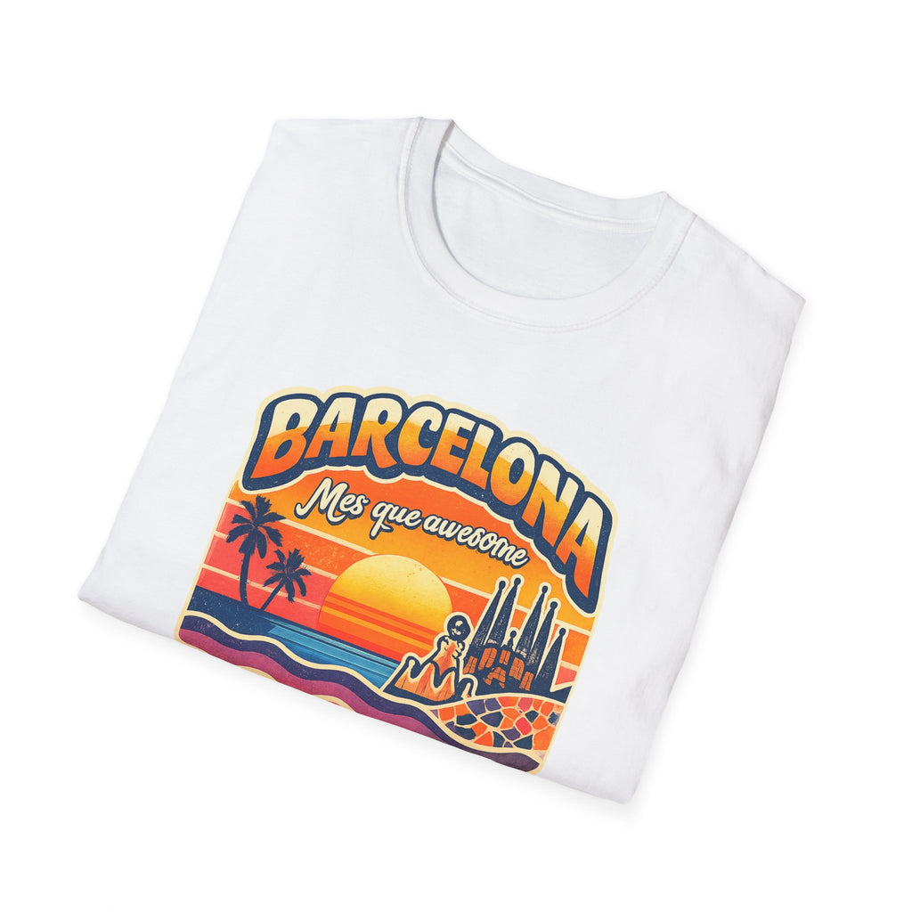 Barcelona Sunset Graphic T-Shirt — "Barcelona Más que un sueño" Vintage Beach Tee