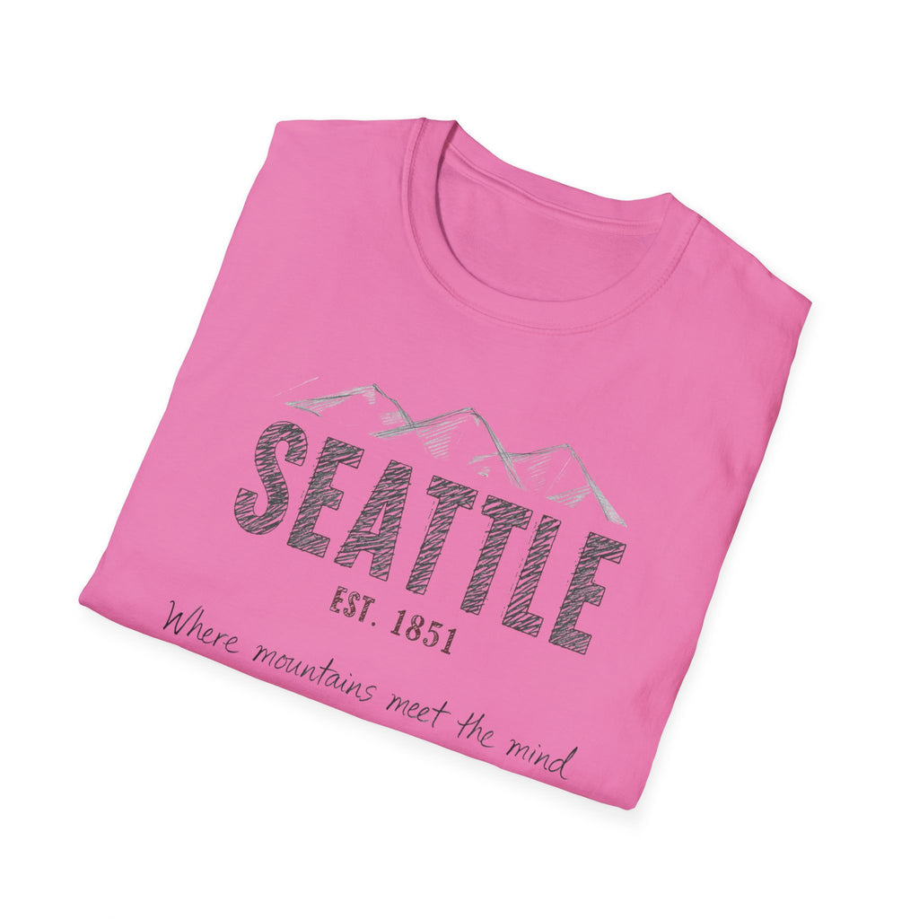 Seattle Mountains T-Shirt — "Where mountains meet the mind" Vintage City Tee