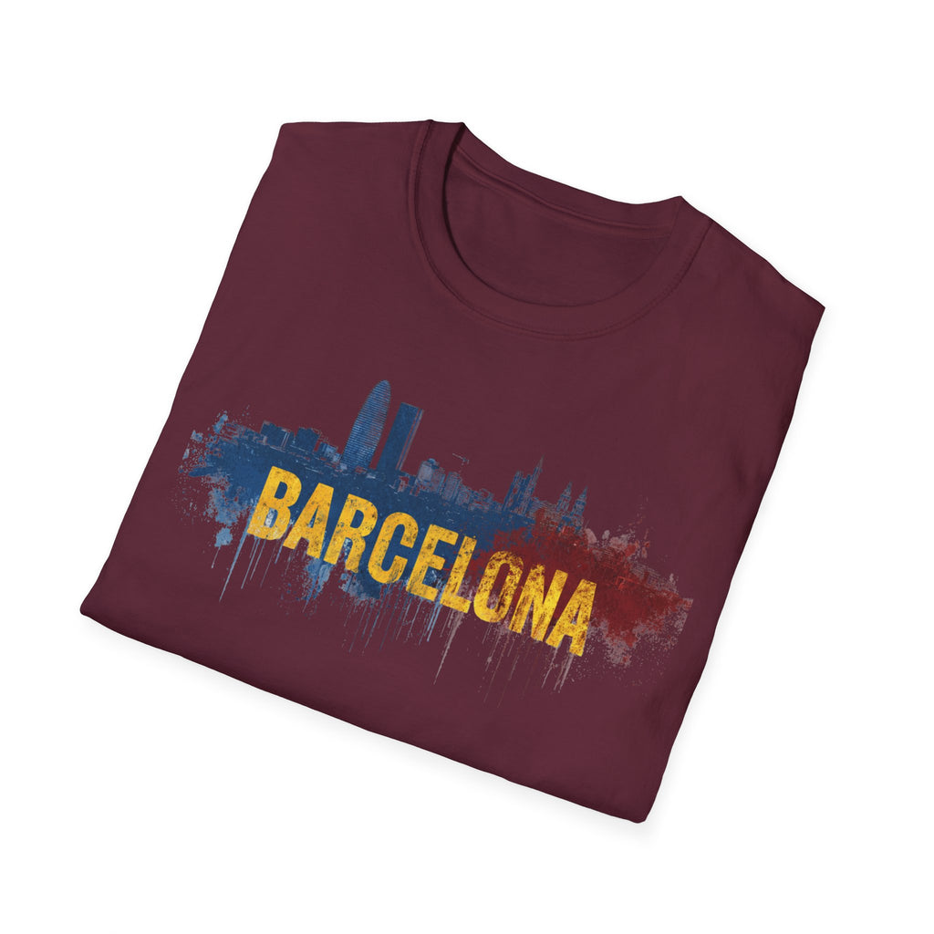 Barcelona skyline paint splash T-Shirt | Spanish city travel tee