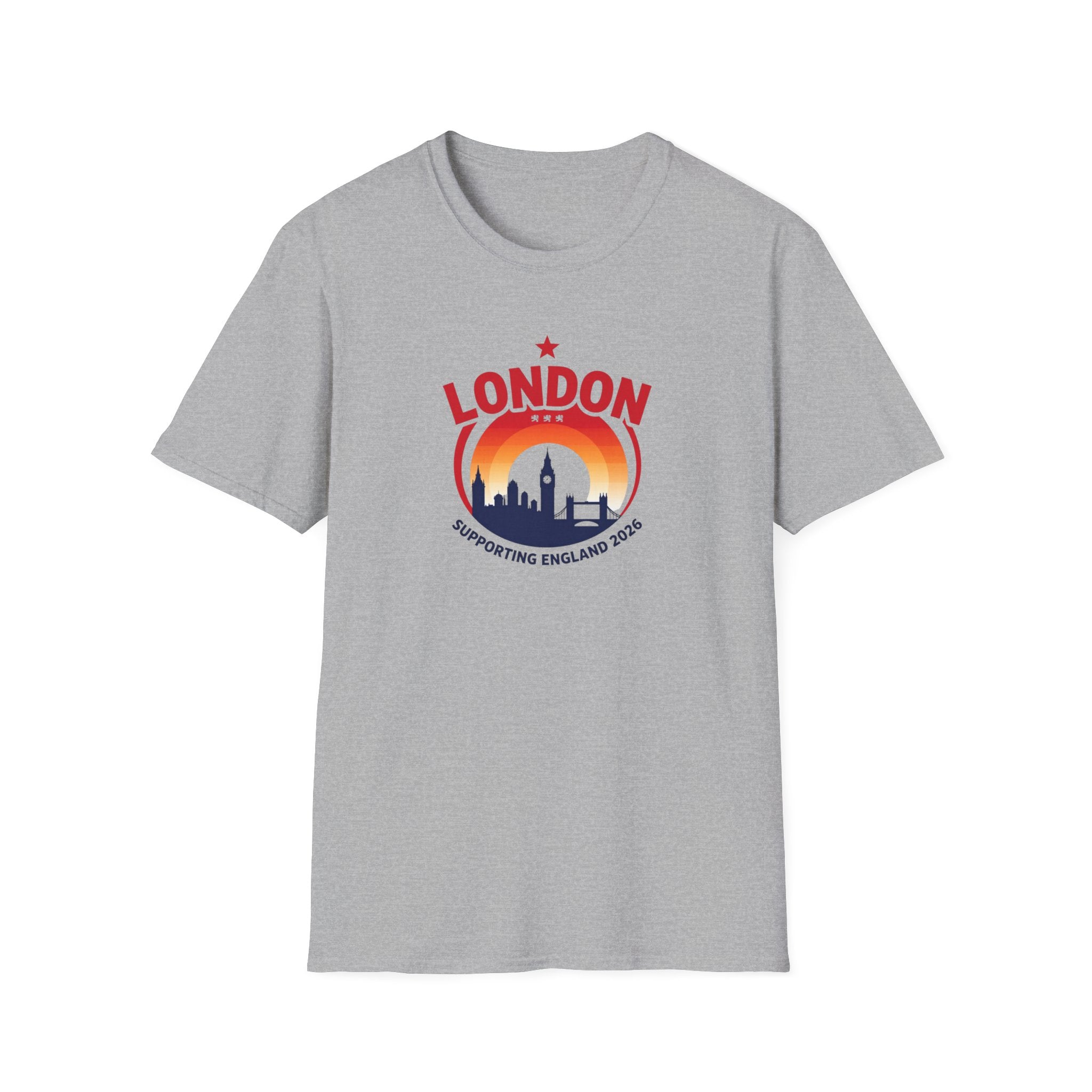 London Skyline World Cup 3 Lions T-Shirt — Supporting England 2026 Sunset Graphic