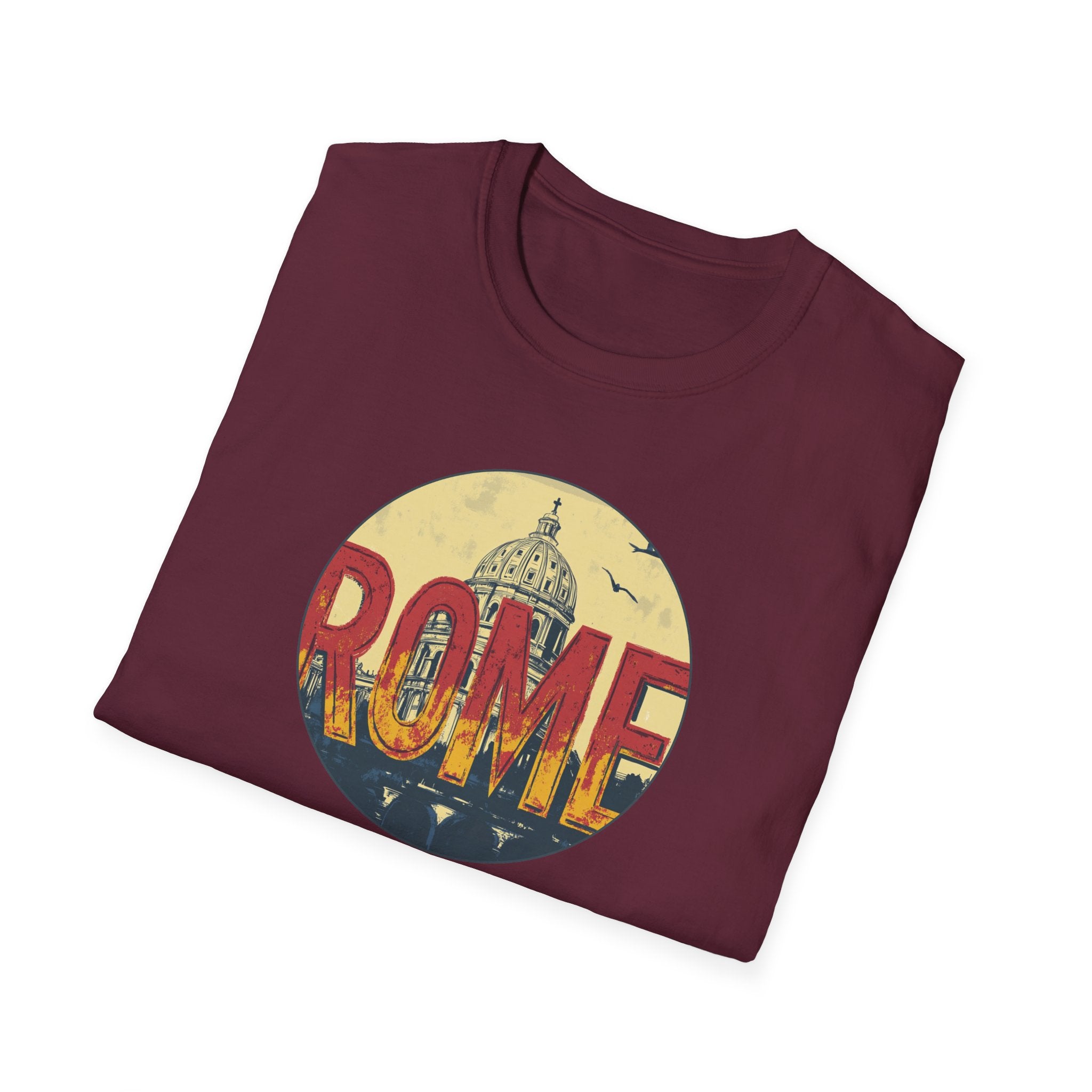 Rome skyline circle graphic T-Shirt | Vatican St. Peter dome vintage travel design