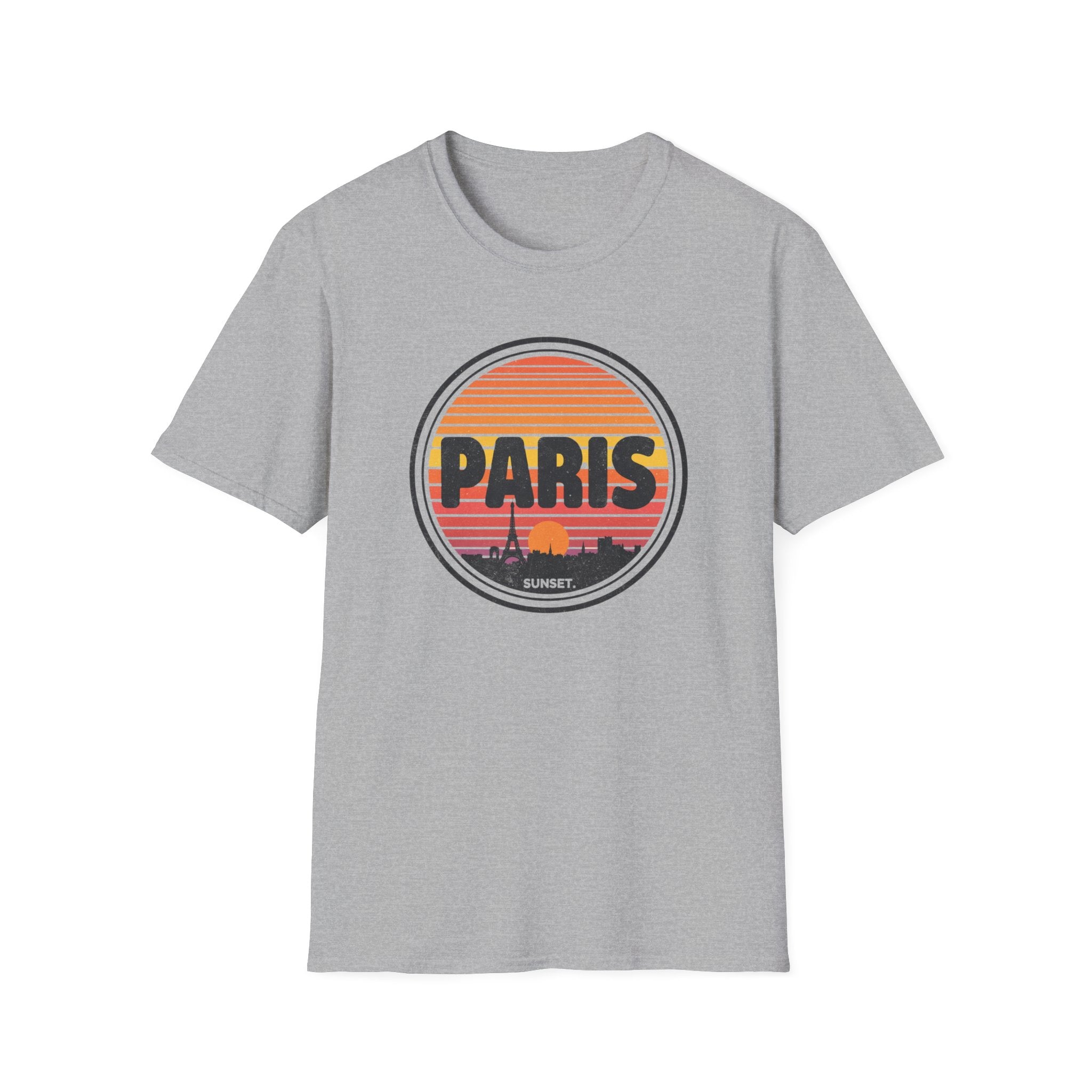 Paris Sunset T-Shirt — Retro Eiffel Tower Travel Tee