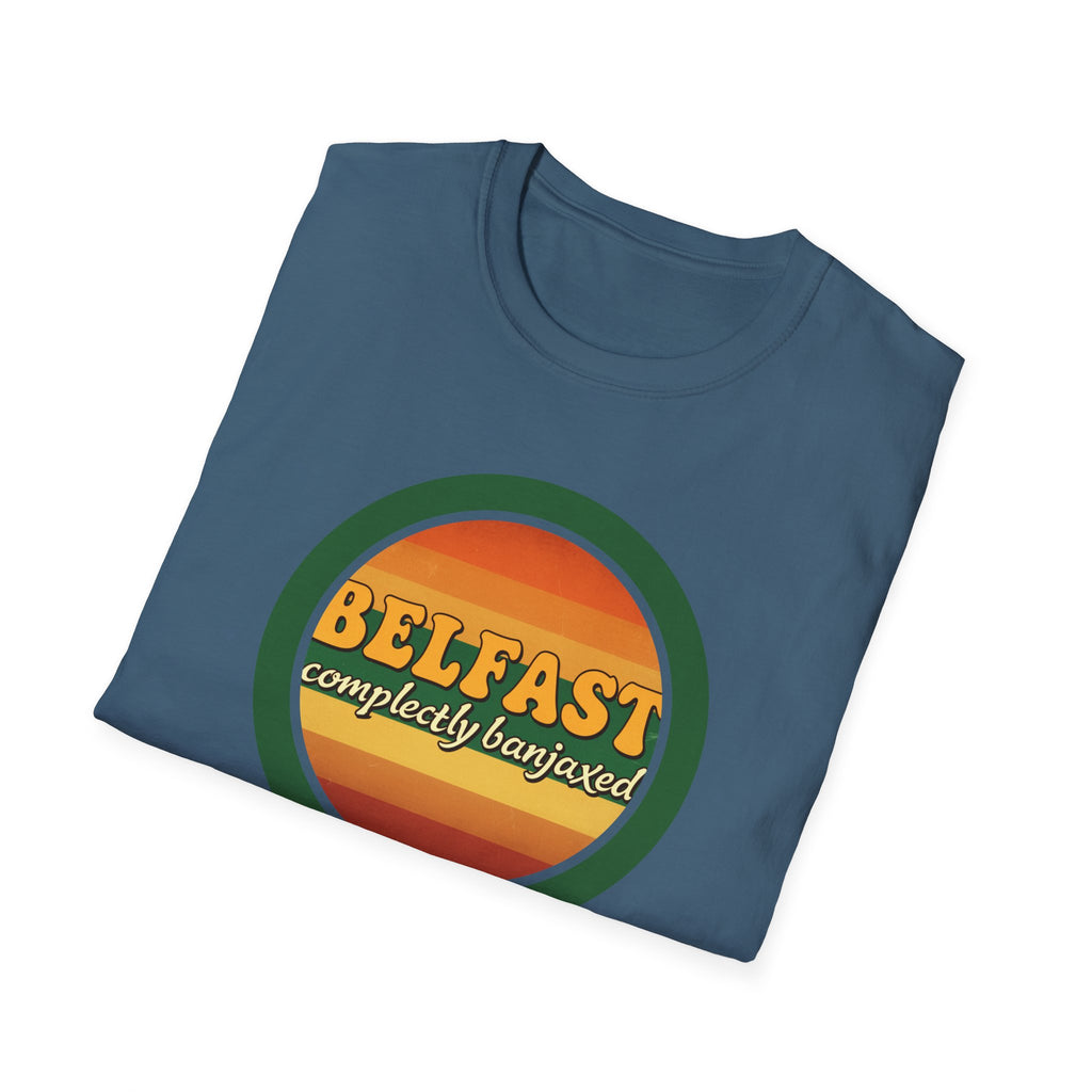 Belfast Retro Sunset T-Shirt — 'Belfast Completely Banjaxed' Vintage Graphic Tee