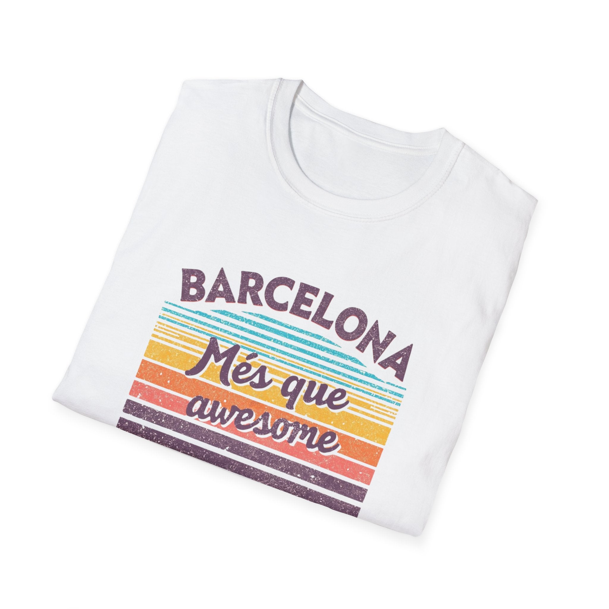 Barcelona "Més que awesome" Retro Striped T-Shirt