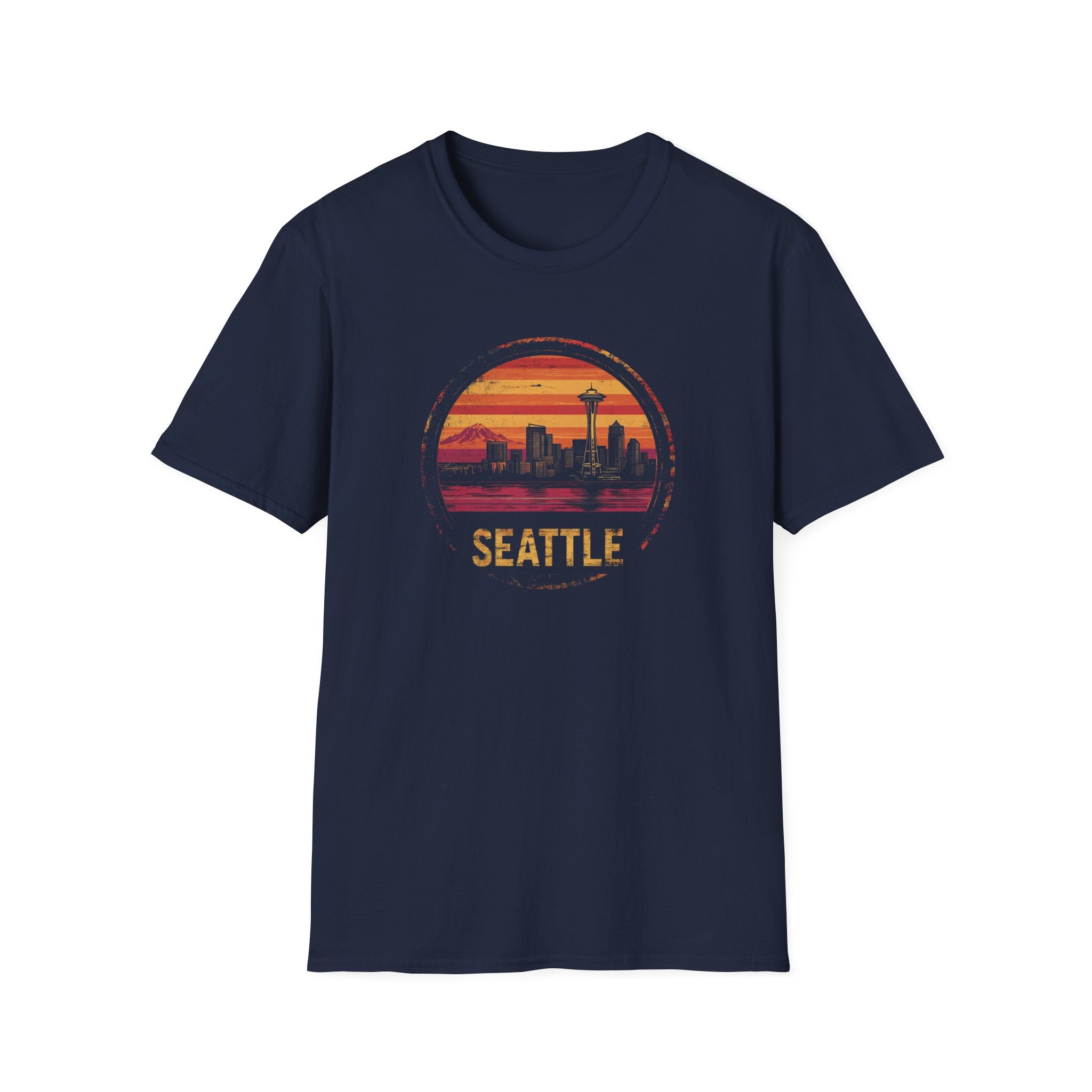 Seattle Sunset Skyline T-Shirt — Retro Vintage City Travel Tee
