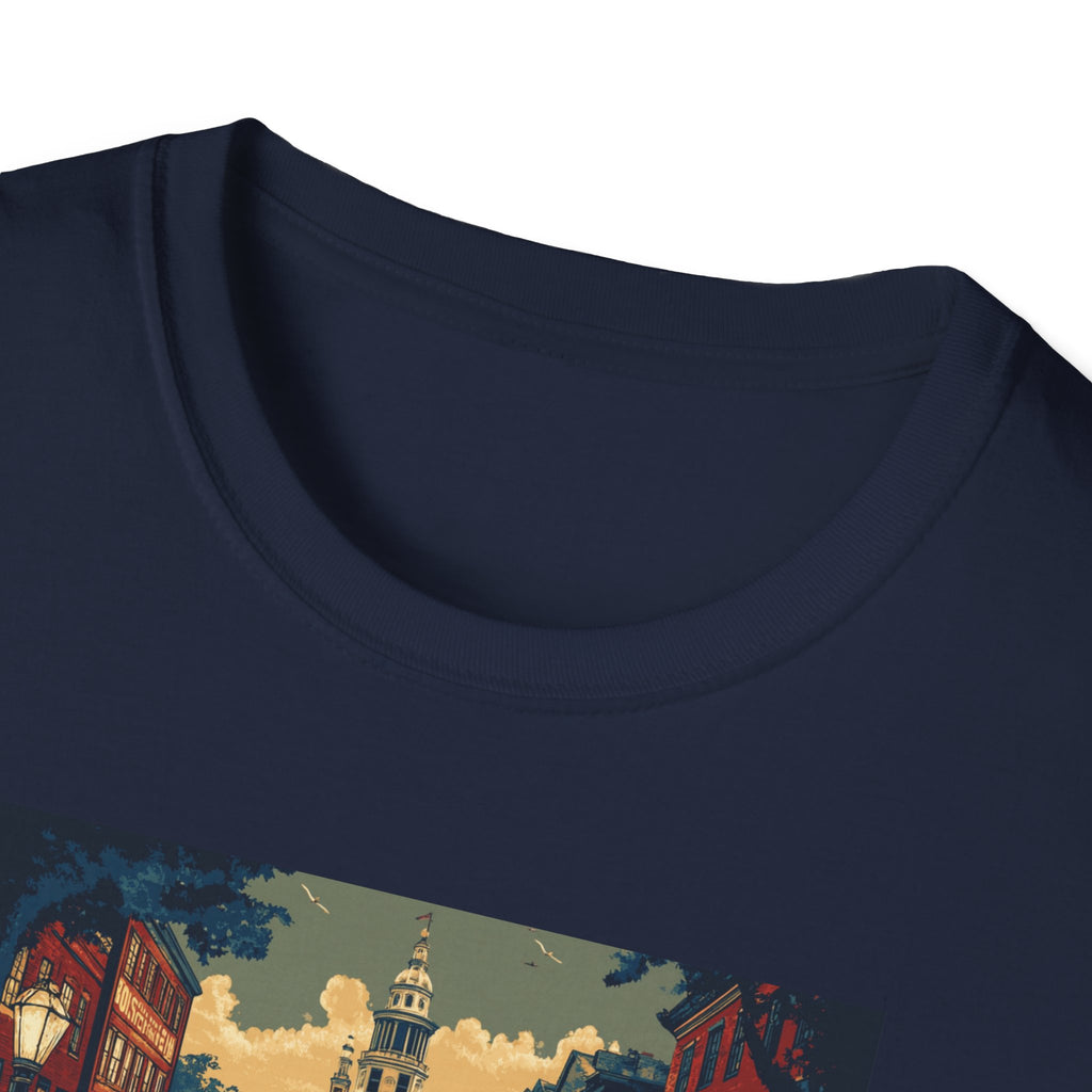 Boston Vintage Postcard T-Shirt | City Skyline, Retro Travel Art