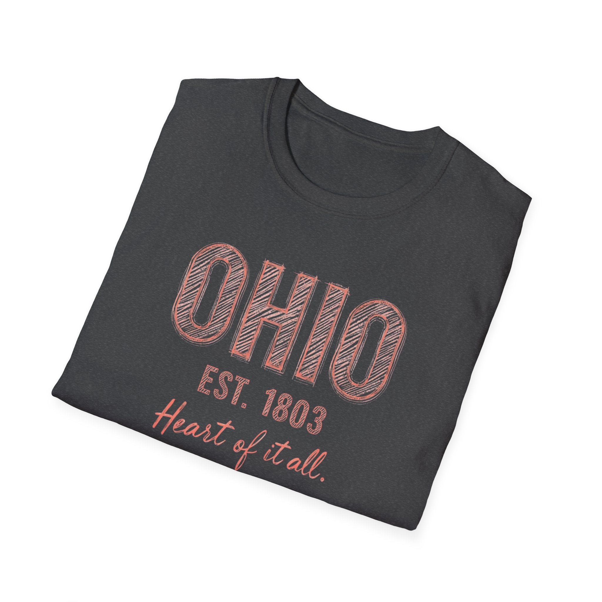 Ohio Heart of It All T-Shirt — Vintage State Pride Tee
