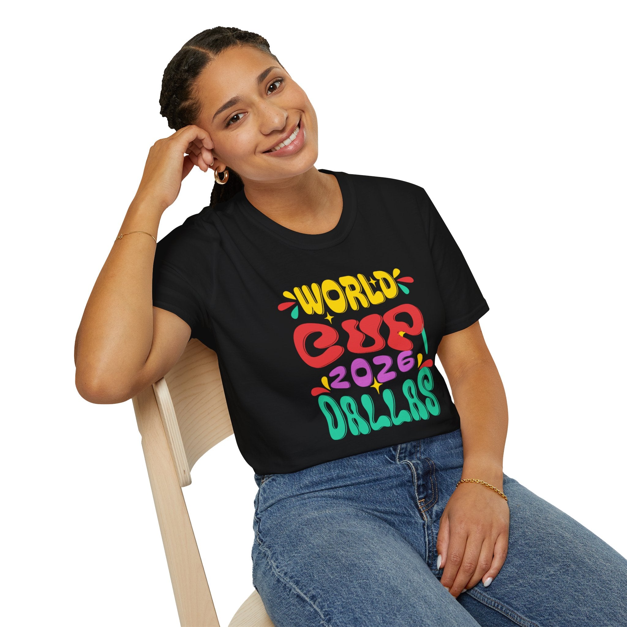 World Cup 2026 Dallas T-Shirt — Colorful Retro Soccer Fan Tee