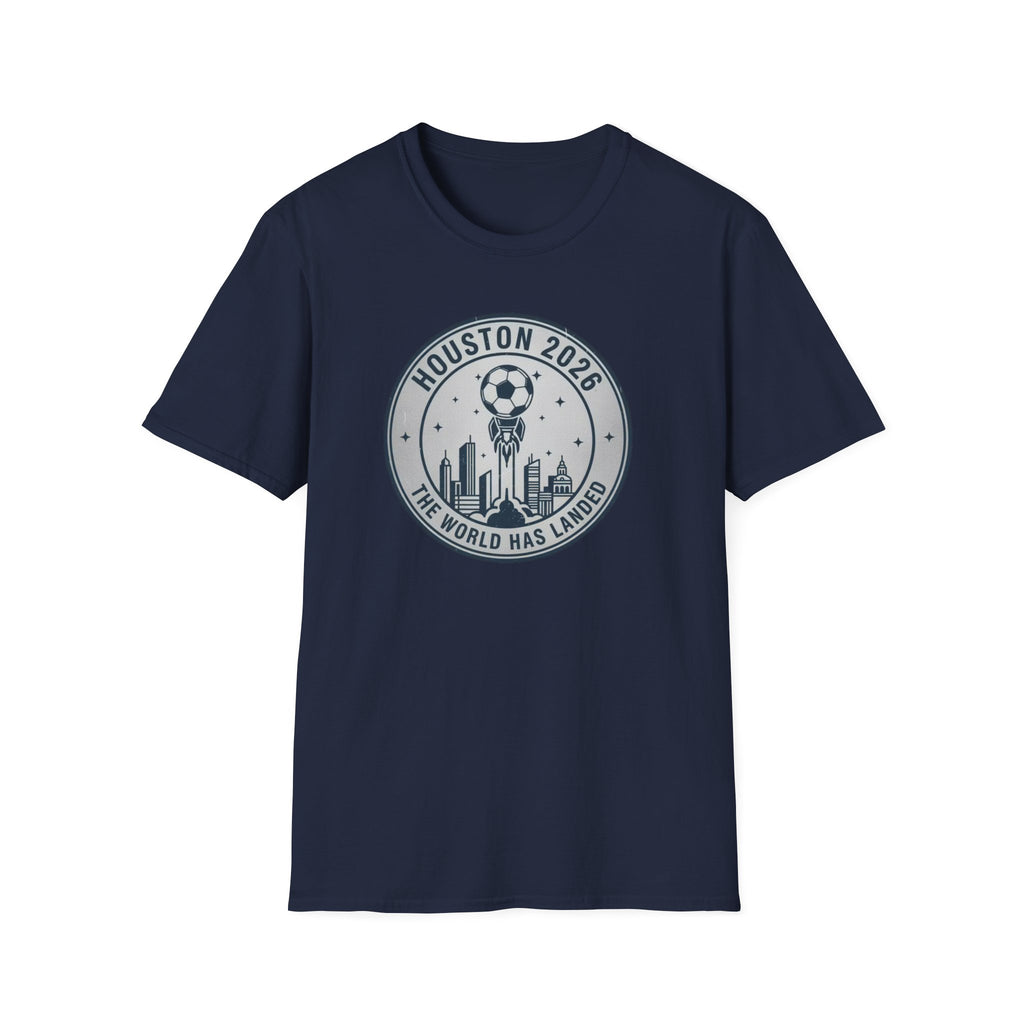 Houston 2026 Soccer Tee — "The World Has Landed" City Crest