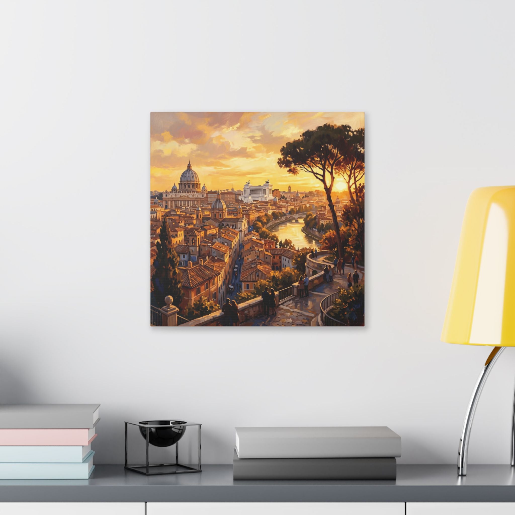 Rome Sunset Stretched Canvas – Scenic Cityscape Wall Art