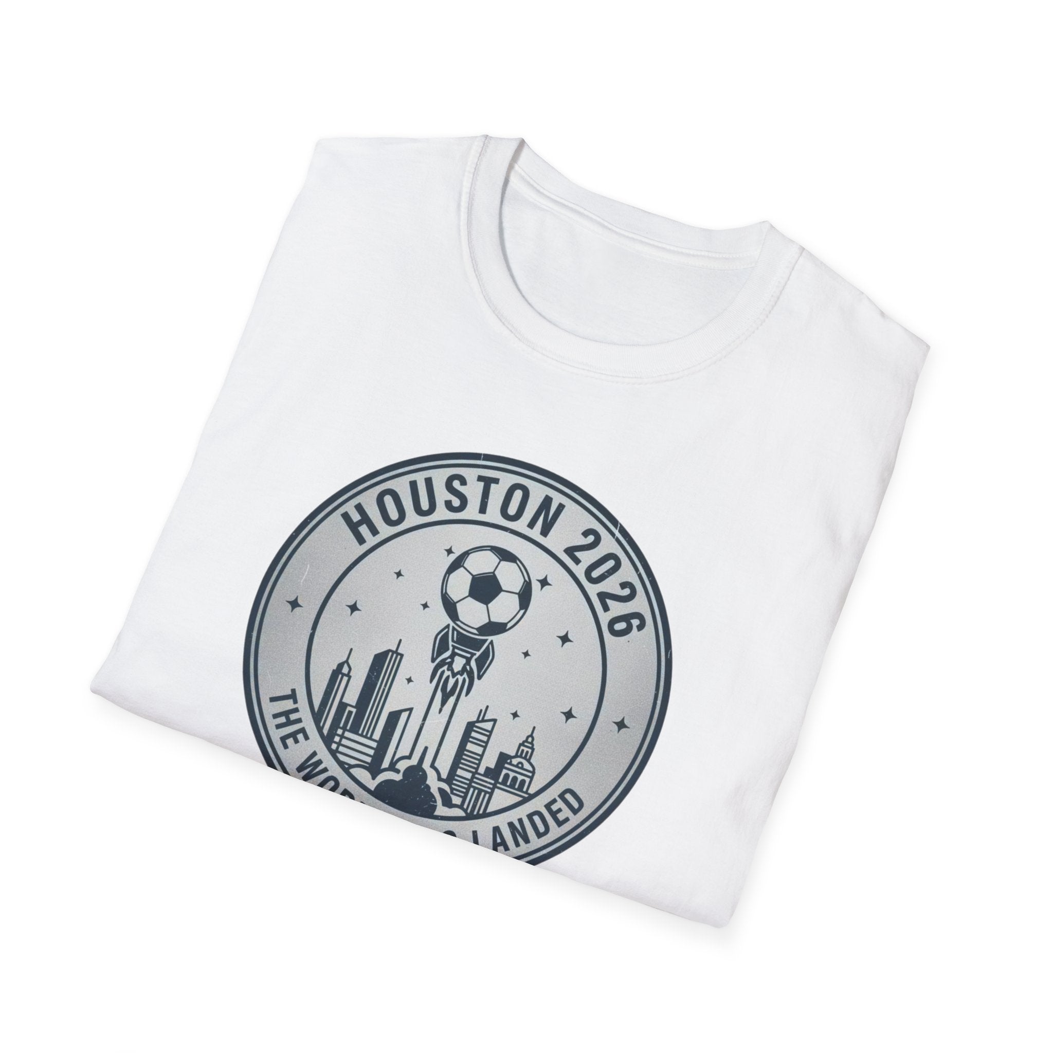 Houston 2026 Soccer Tee — "The World Has Landed" City Crest