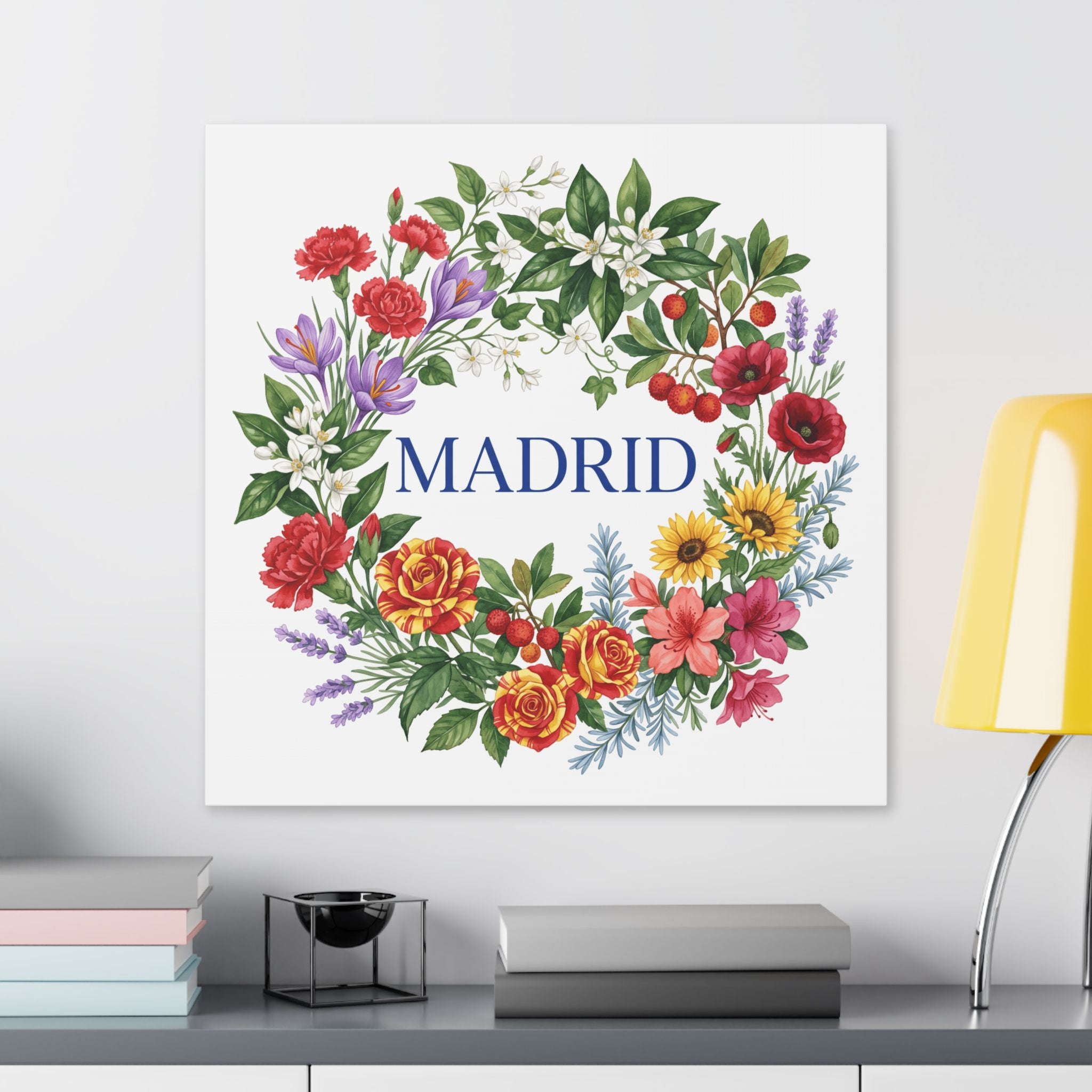 Madrid Floral Canvas Wall Art — Botanical Wreath Home Decor