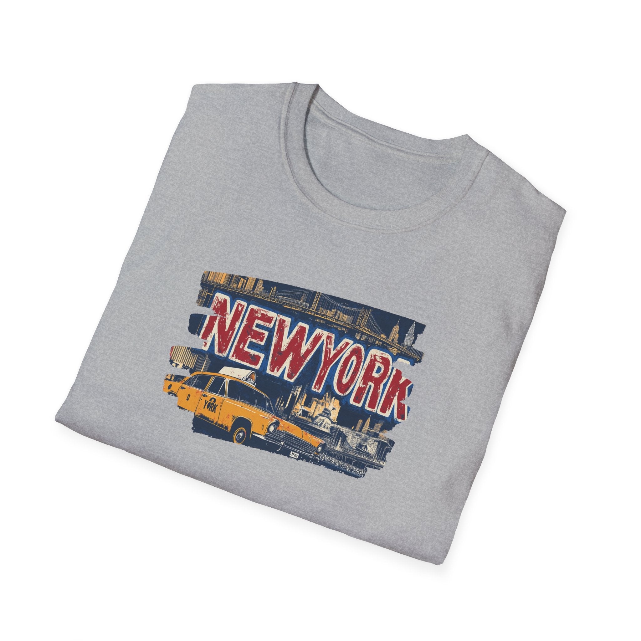 New York Taxi Skyline T-Shirt | NYC vintage cab illustration