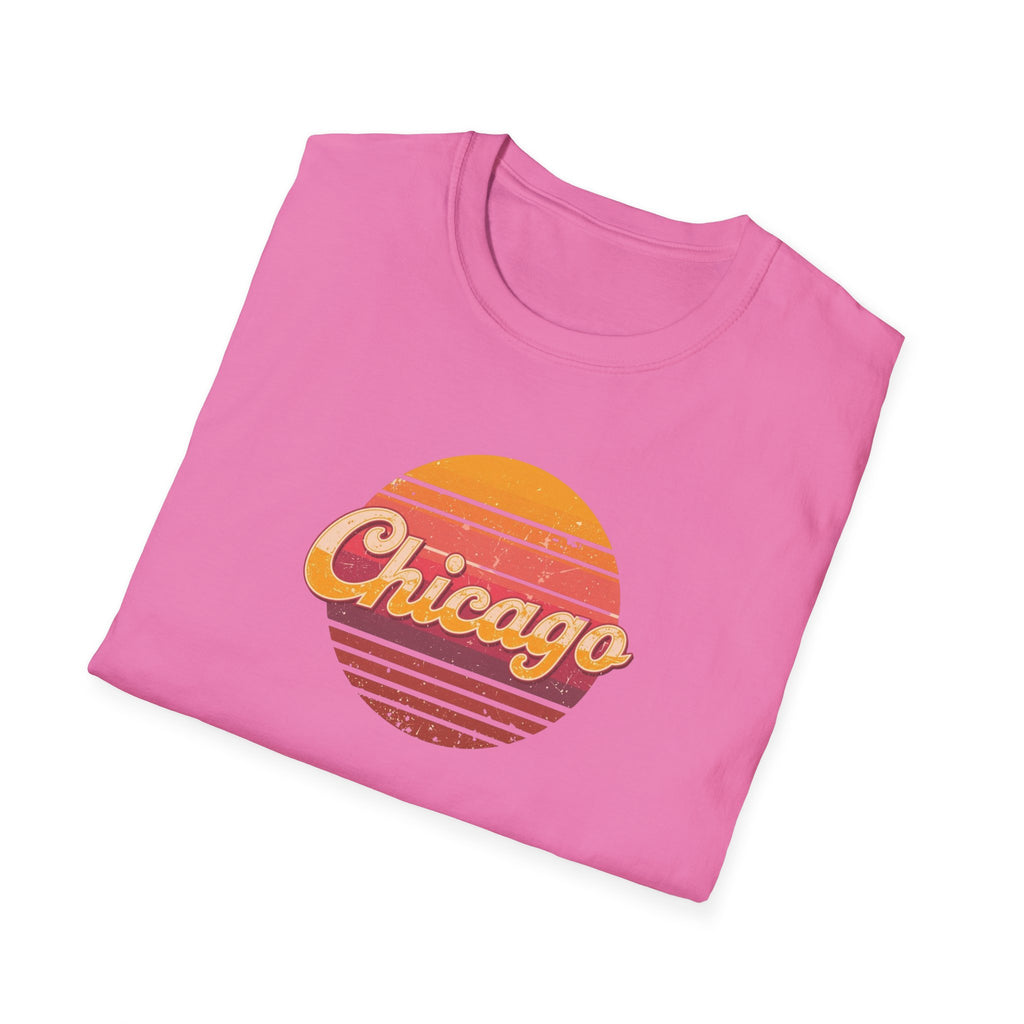 Chicago Retro Sunset T-Shirt | Vintage City Script Shirt
