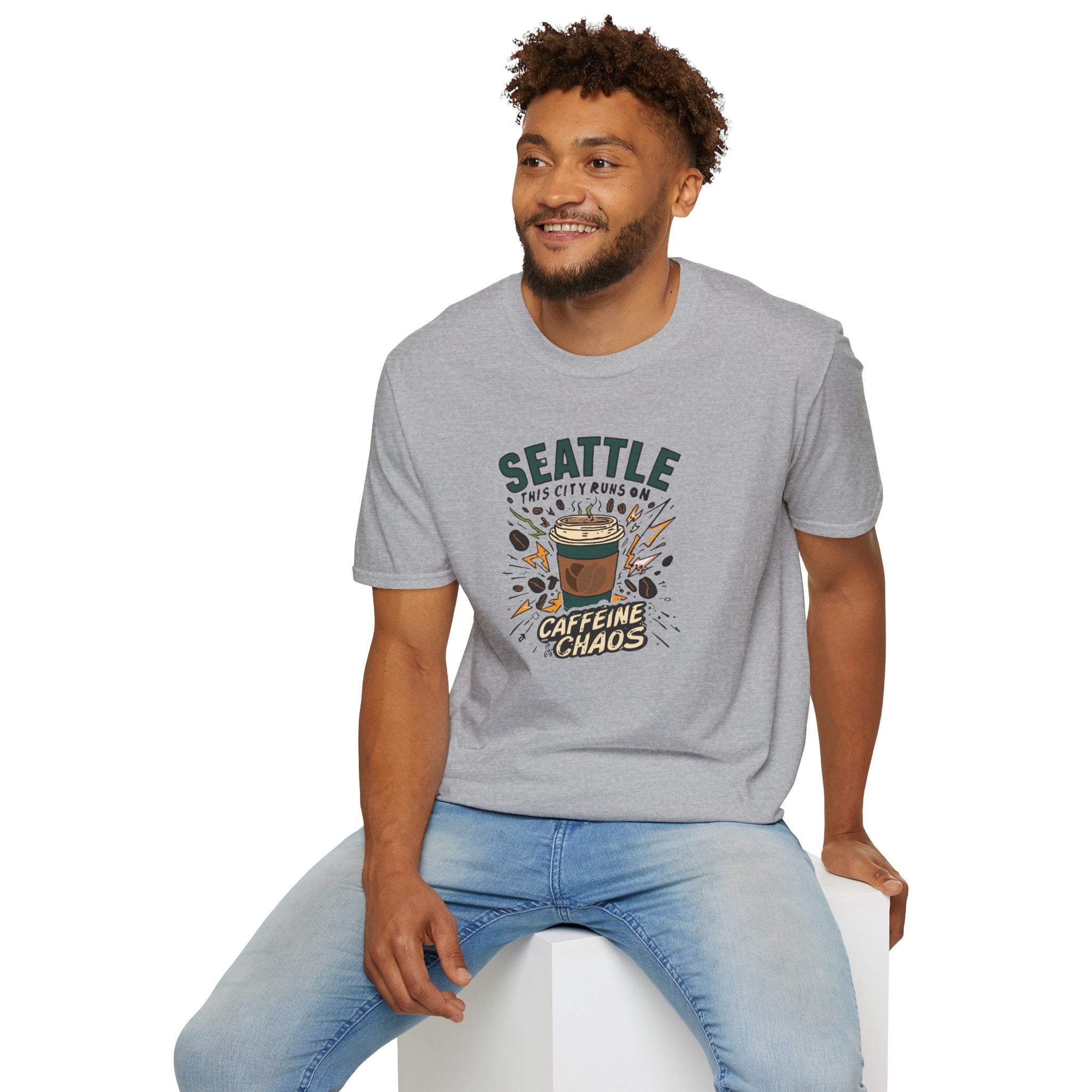 Seattle Caffeine Chaos T-Shirt – This City Runs on Coffee Graphic Tee