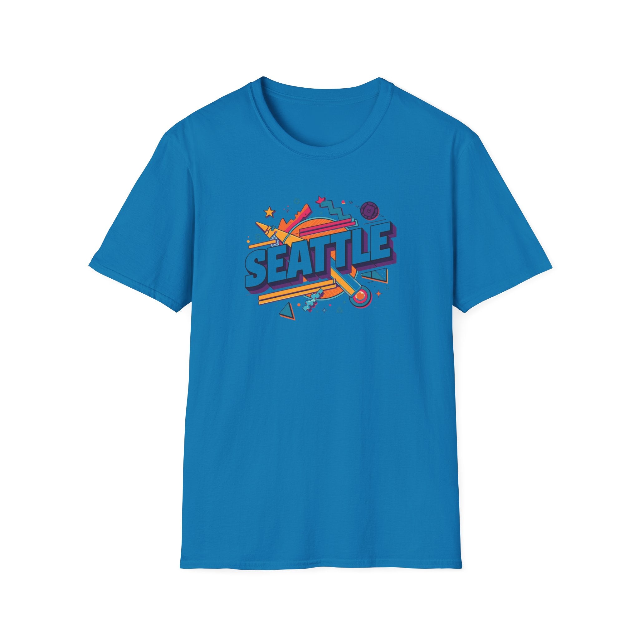 Seattle Retro Graphic T-Shirt — Colorful City Skyline Design