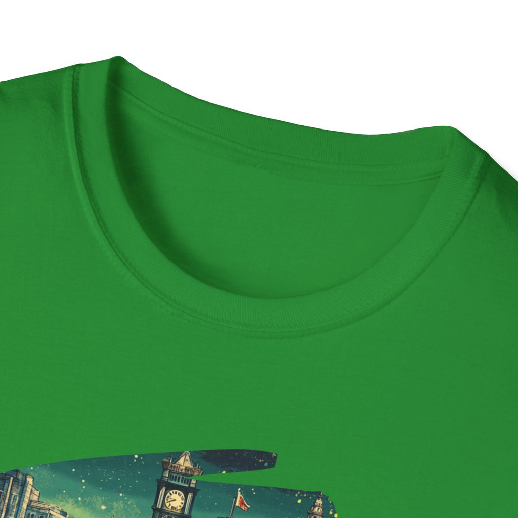 Dublin vintage travel collage T-Shirt | Irish city skyline, retro postcard style