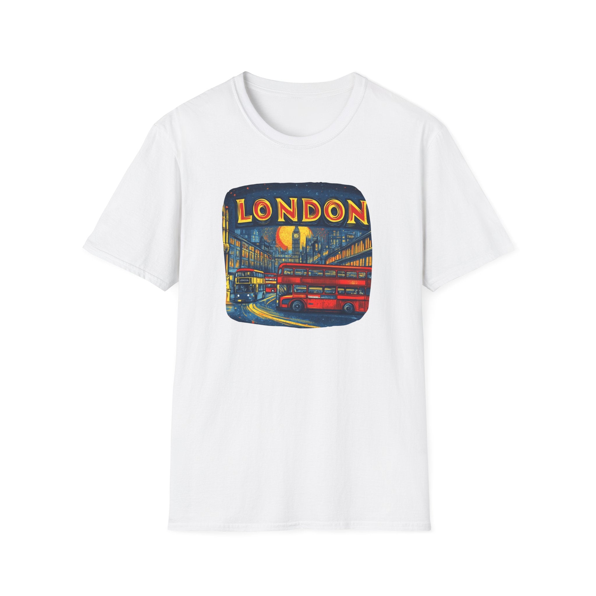London Vintage Double-Decker Bus T-Shirt | Retro Cityscape Tee