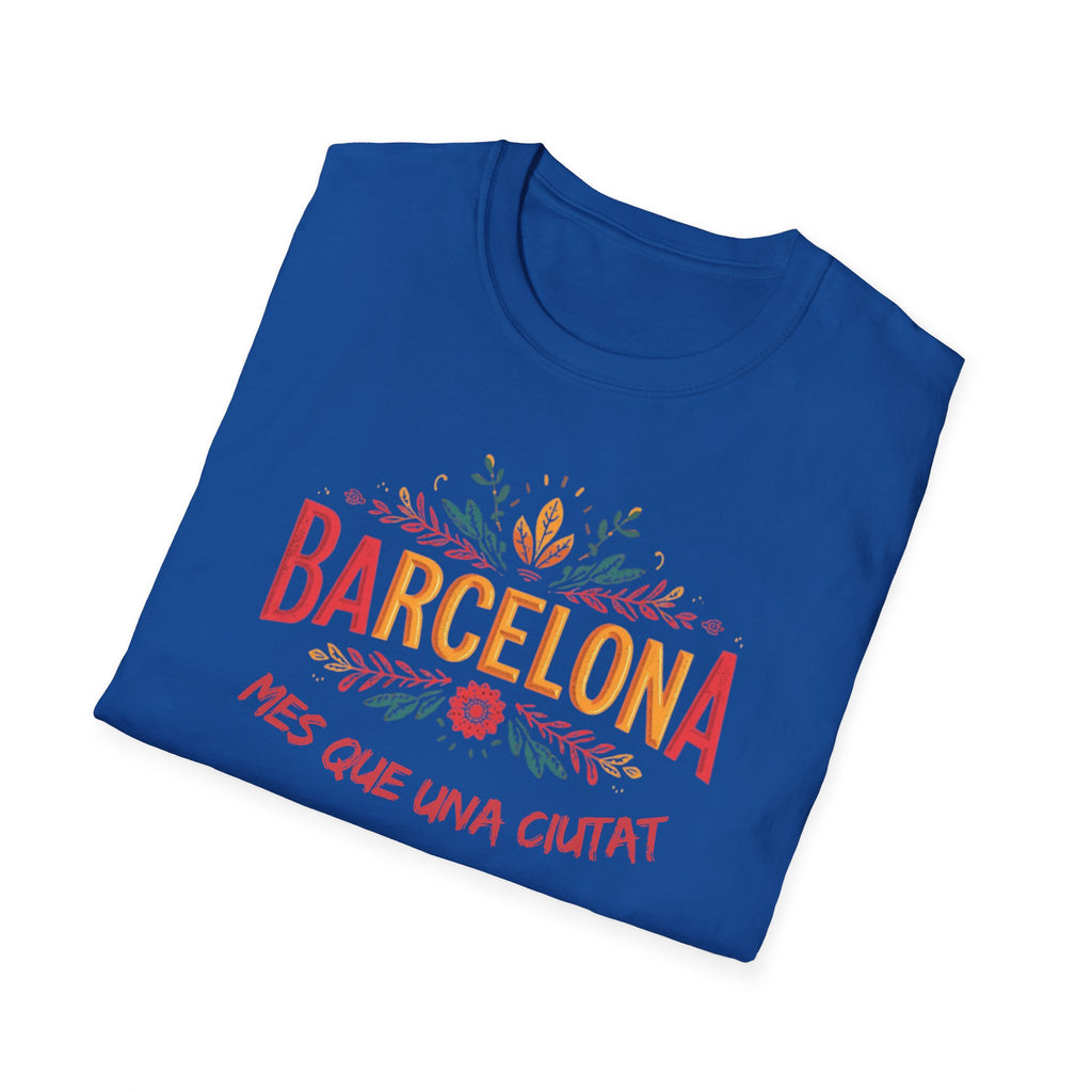 Barcelona floral script T-Shirt | Més que una ciutat, Catalonia travel tee