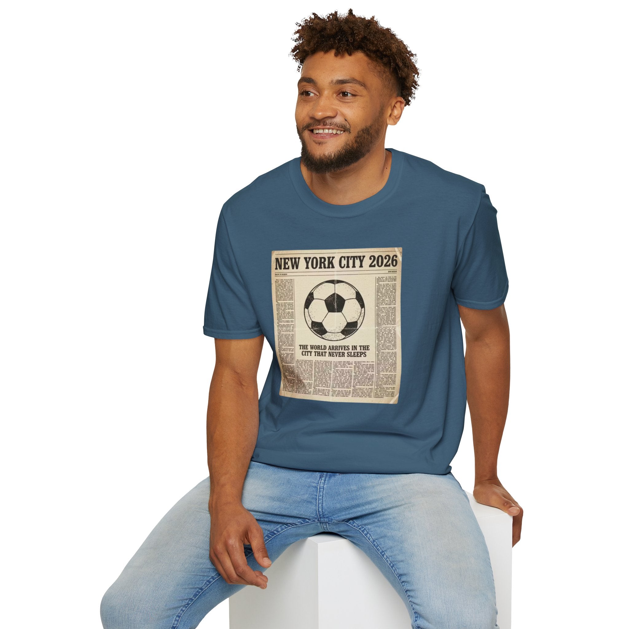 Soccer Newspaper T-Shirt — New York City 2026 Vintage Soccer Tee