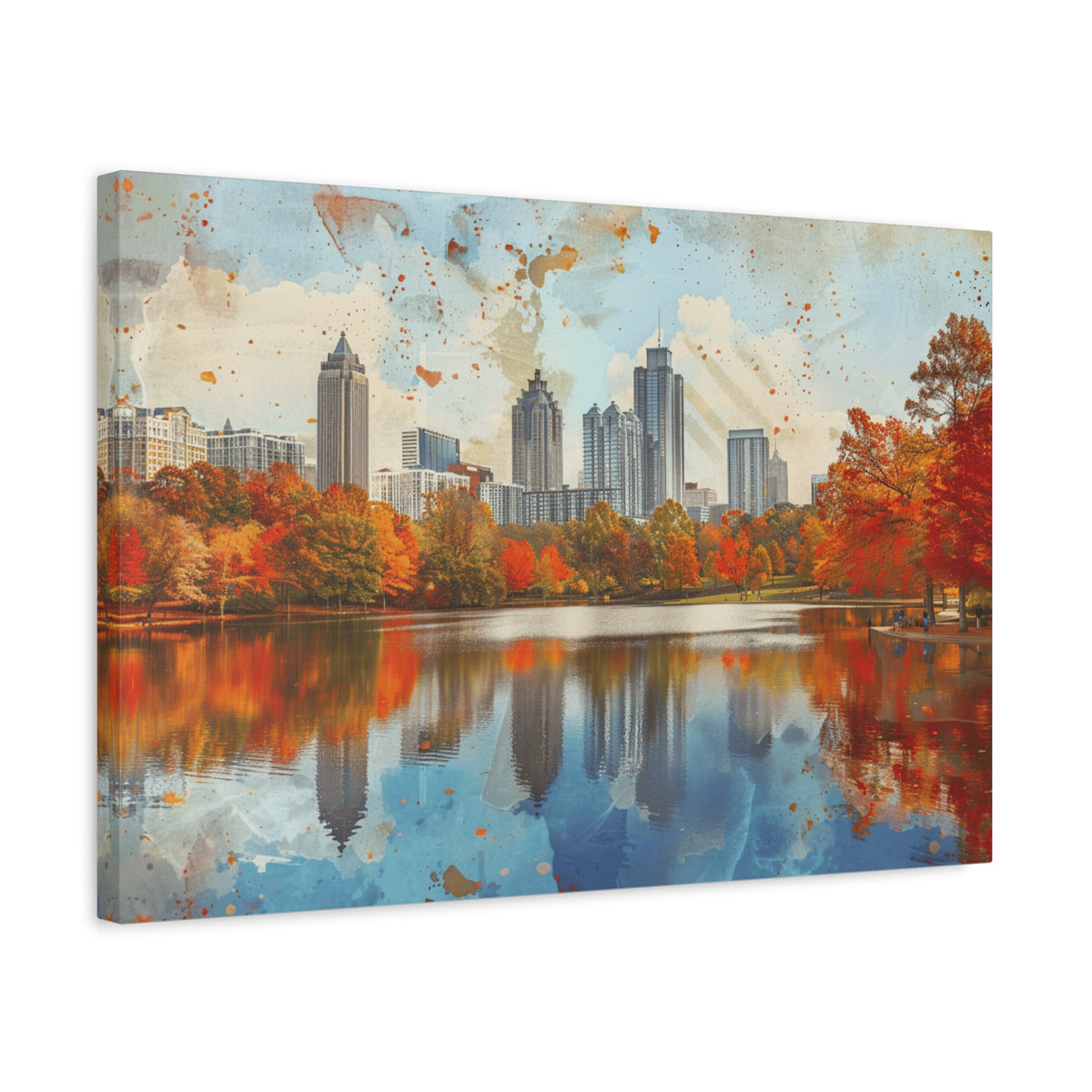 Atlanta Midtown Skyline - Piedmont Park - Autumn Cityscape Canvas – Fall Skyline Wall Art
