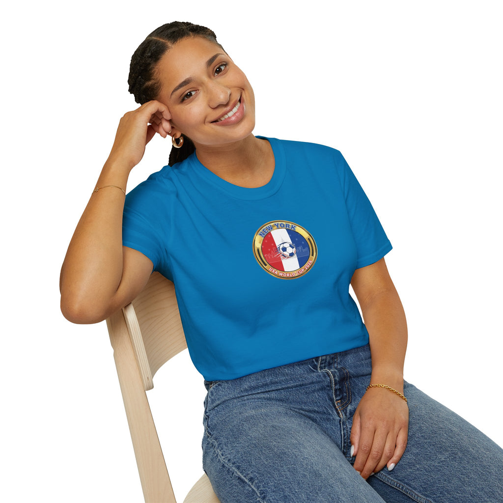 New York Host City World Cup 2026 Soccer Crest T-Shirt — Flag Emblem Football Tee
