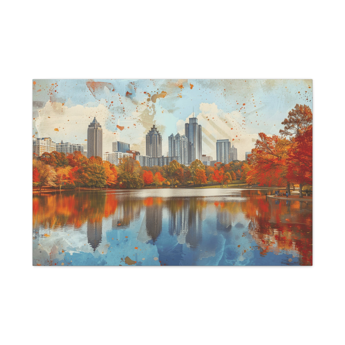Atlanta Midtown Skyline - Piedmont Park - Autumn Cityscape Canvas – Fall Skyline Wall Art