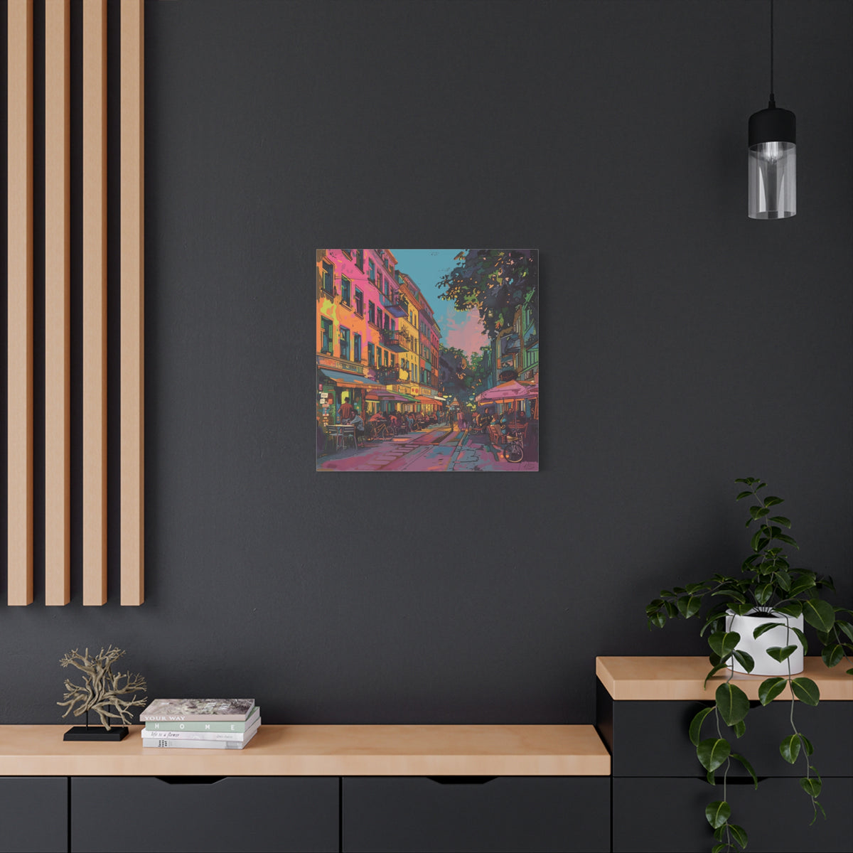 Berlin Kreuzberg neighbourhood - Vibrant European Street Cafe Canvas