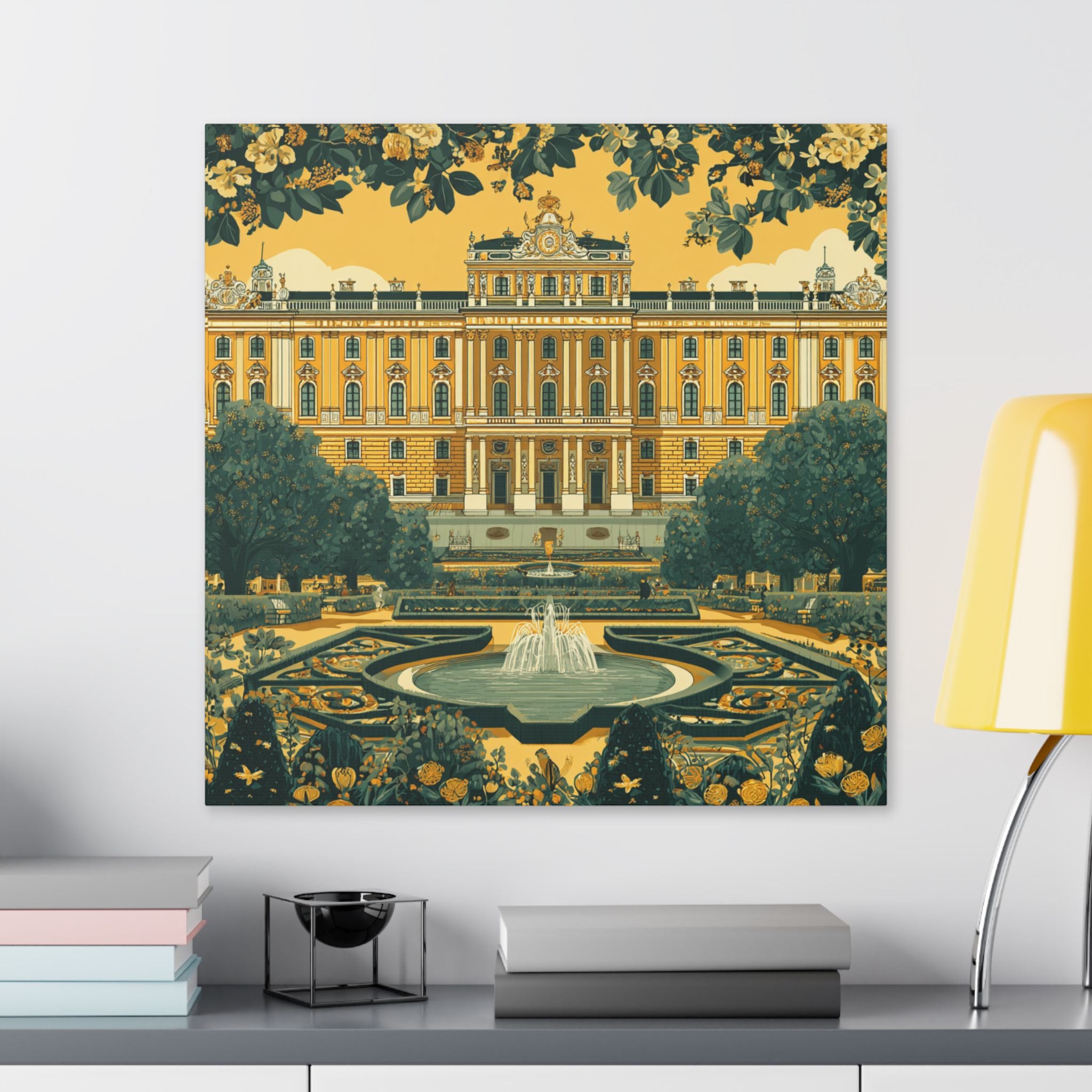 Vienna Schönbrunn Palace Canvas Print — Vintage Garden Fountain Wall Art