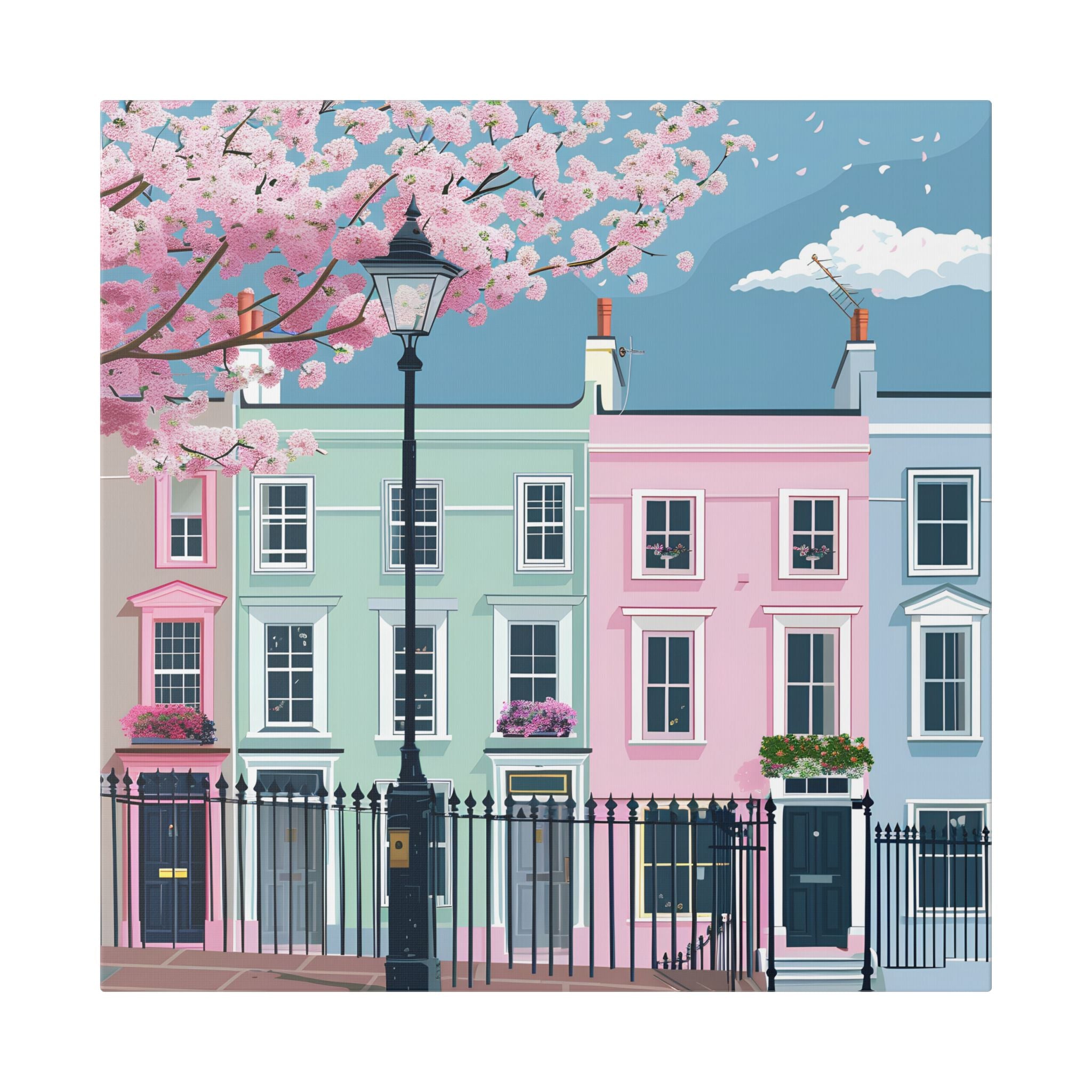 Pastel Row Houses London Canvas