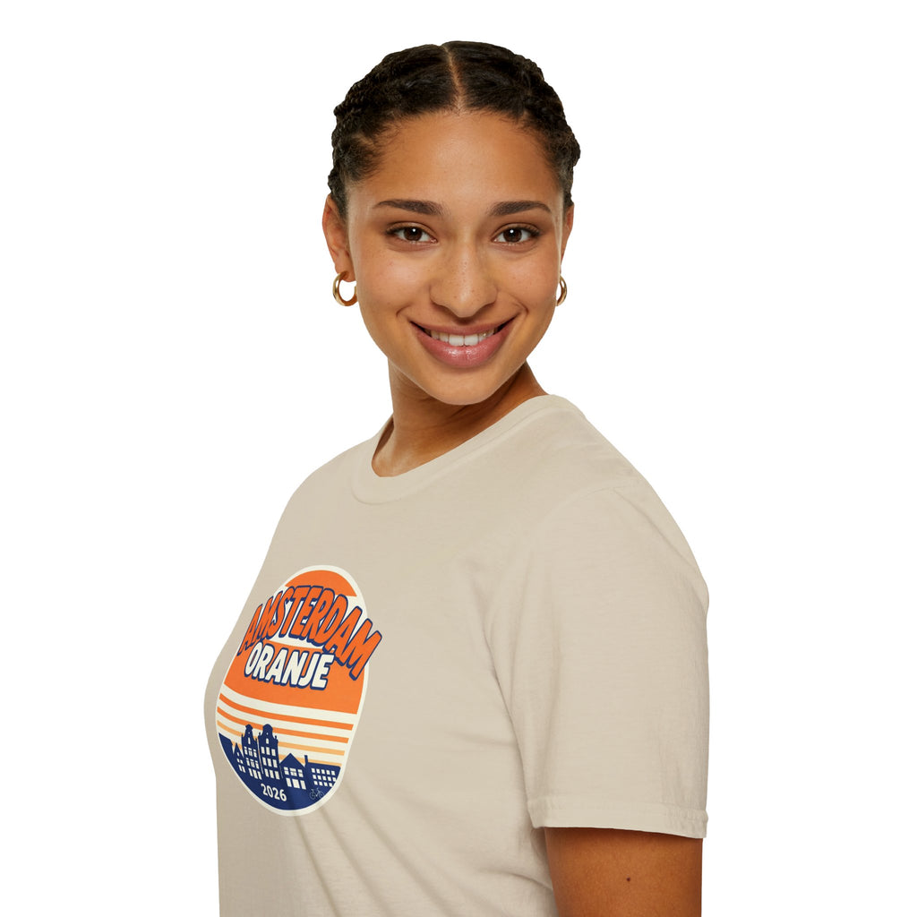 Amsterdam Oranje Vintage Skyline T-Shirt — 2026 Dutch Pride Tee