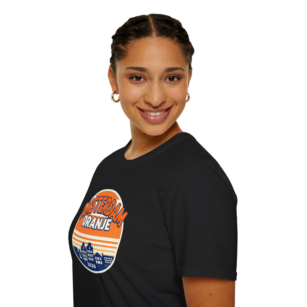 Amsterdam Oranje Vintage Skyline T-Shirt — 2026 Dutch Pride Tee