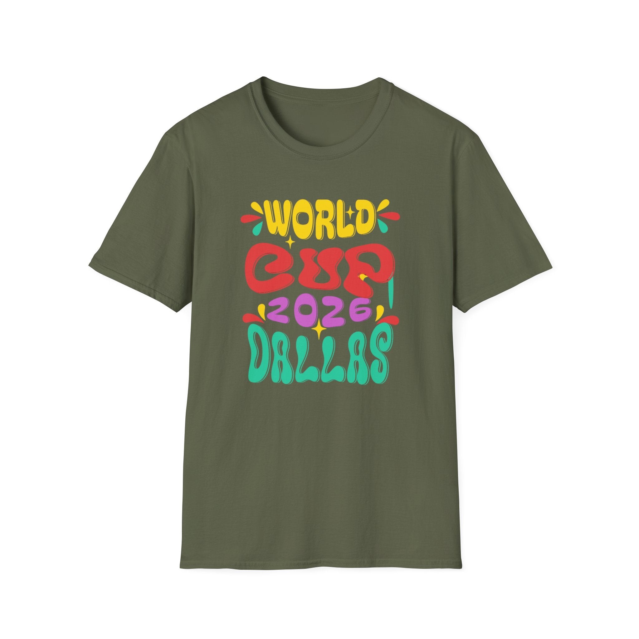 World Cup 2026 Dallas T-Shirt — Colorful Retro Soccer Fan Tee