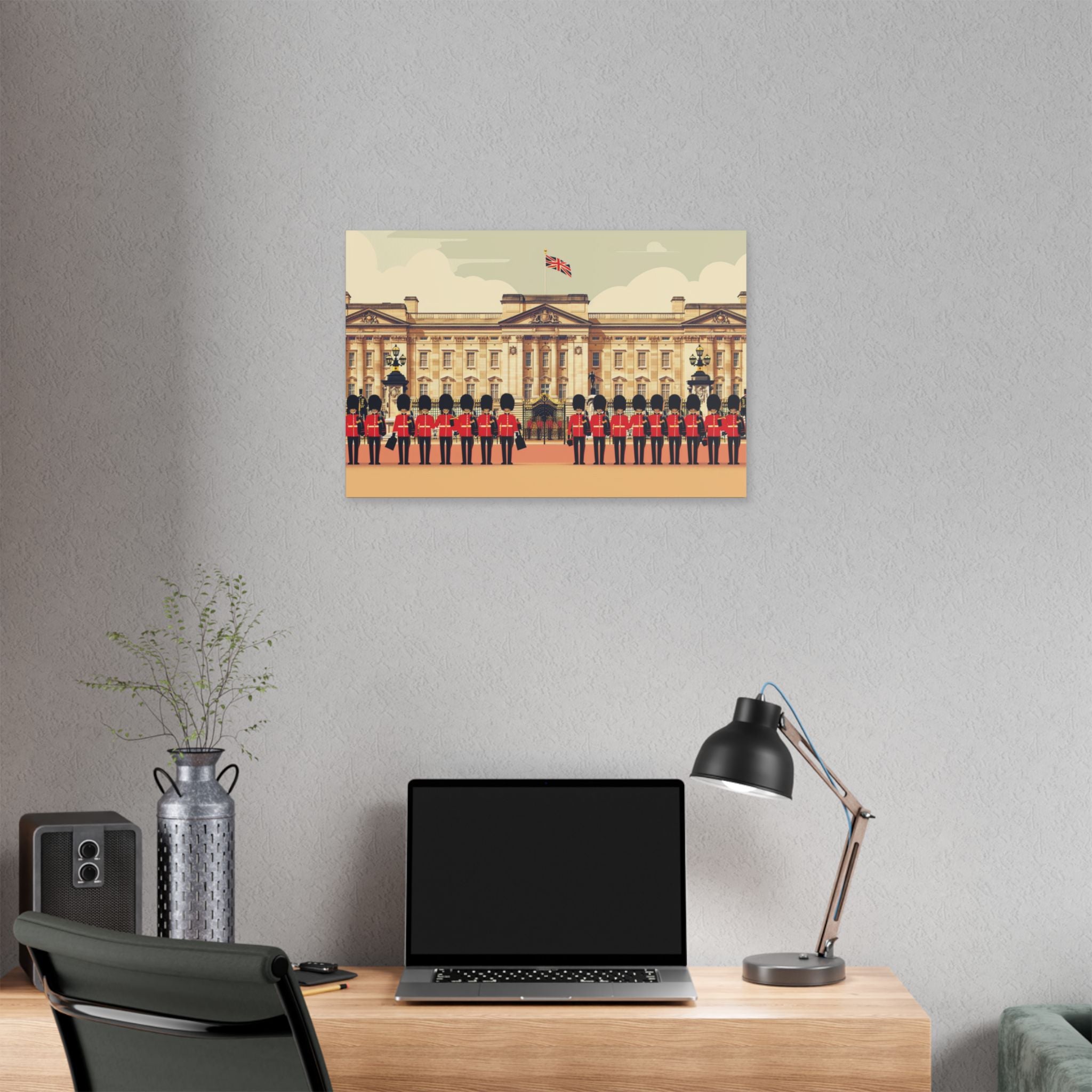 Buckingham Palace Guards Canvas Wall Art — British Royal Guard Illustration