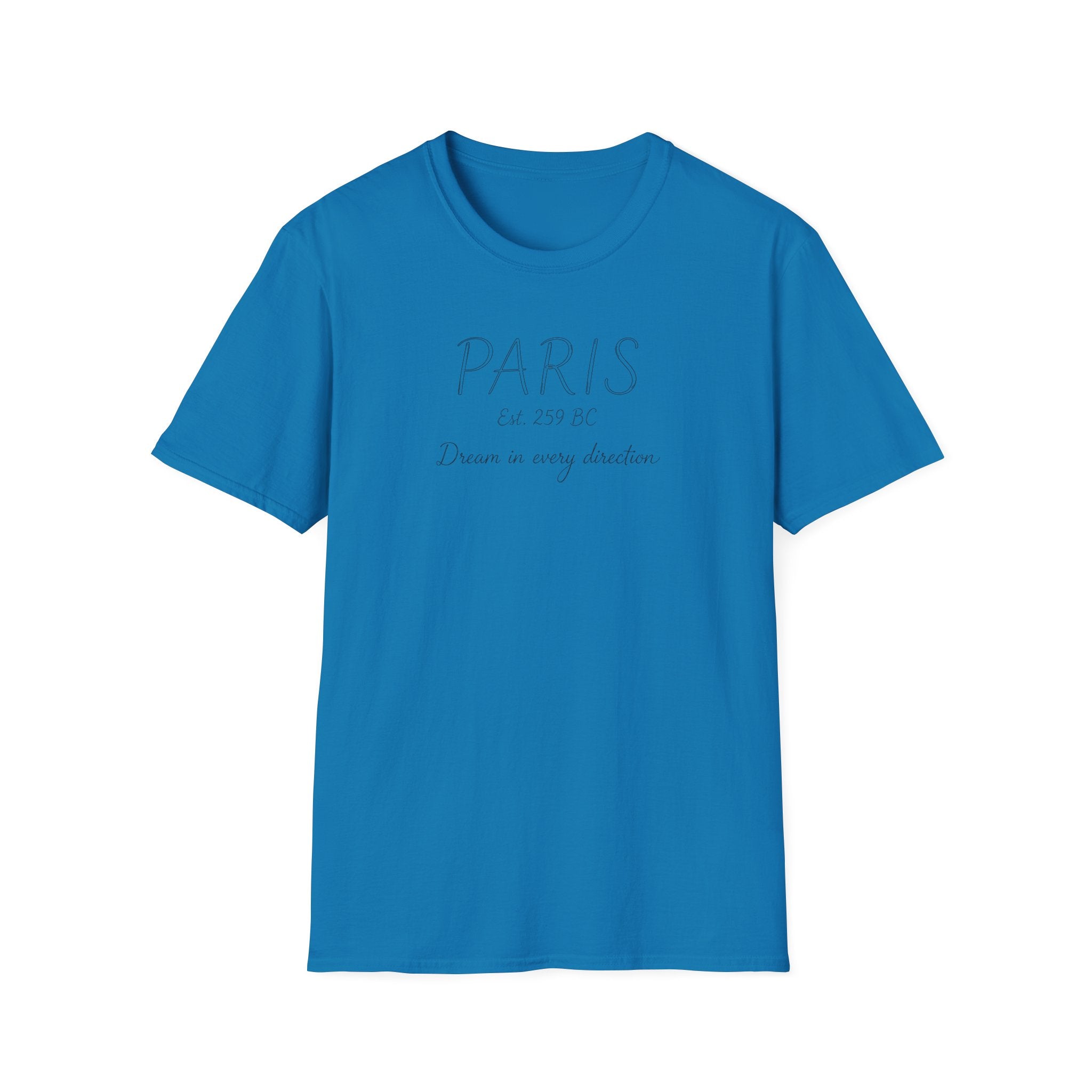 Paris Est. 259 BC T-Shirt – 'Dream in Every Direction' Minimalist Travel Tee