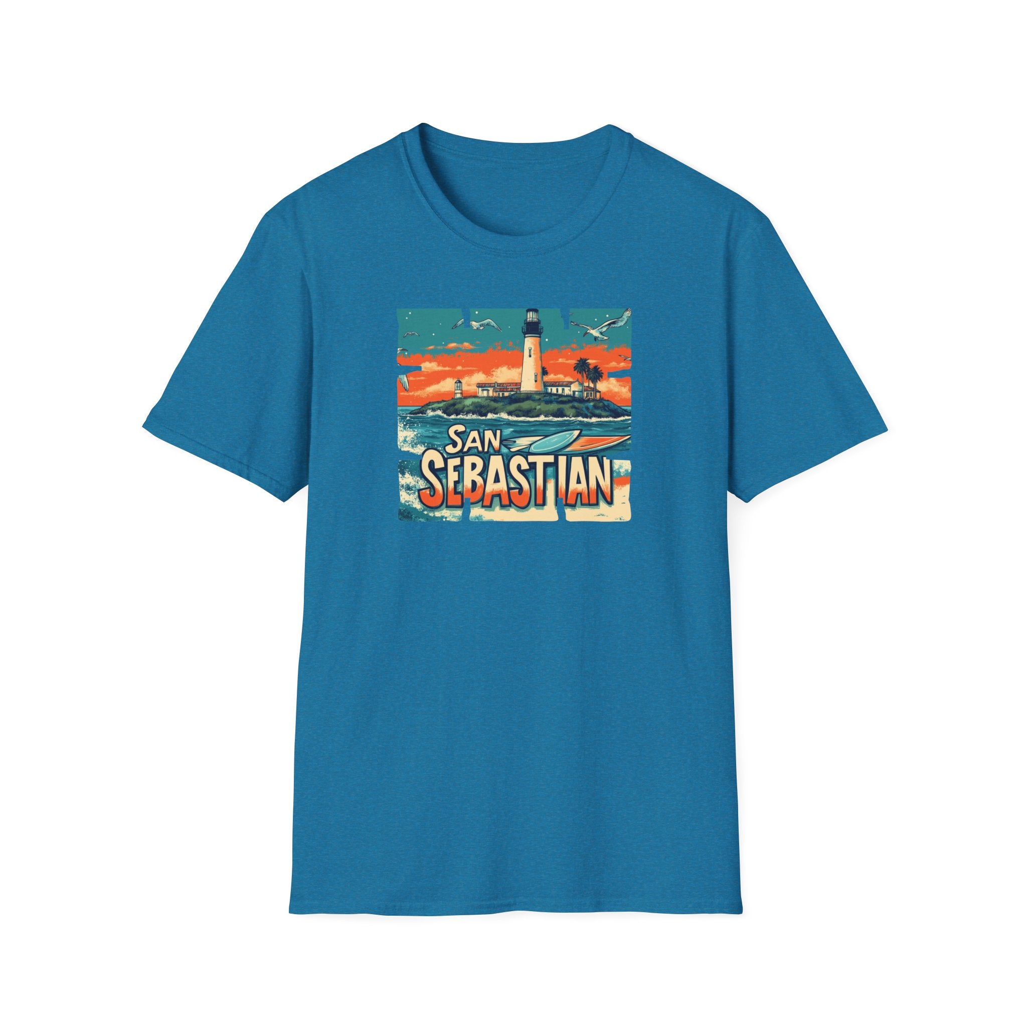 San Sebastian Lighthouse Vintage Poster T-Shirt | Coastal Travel Tee